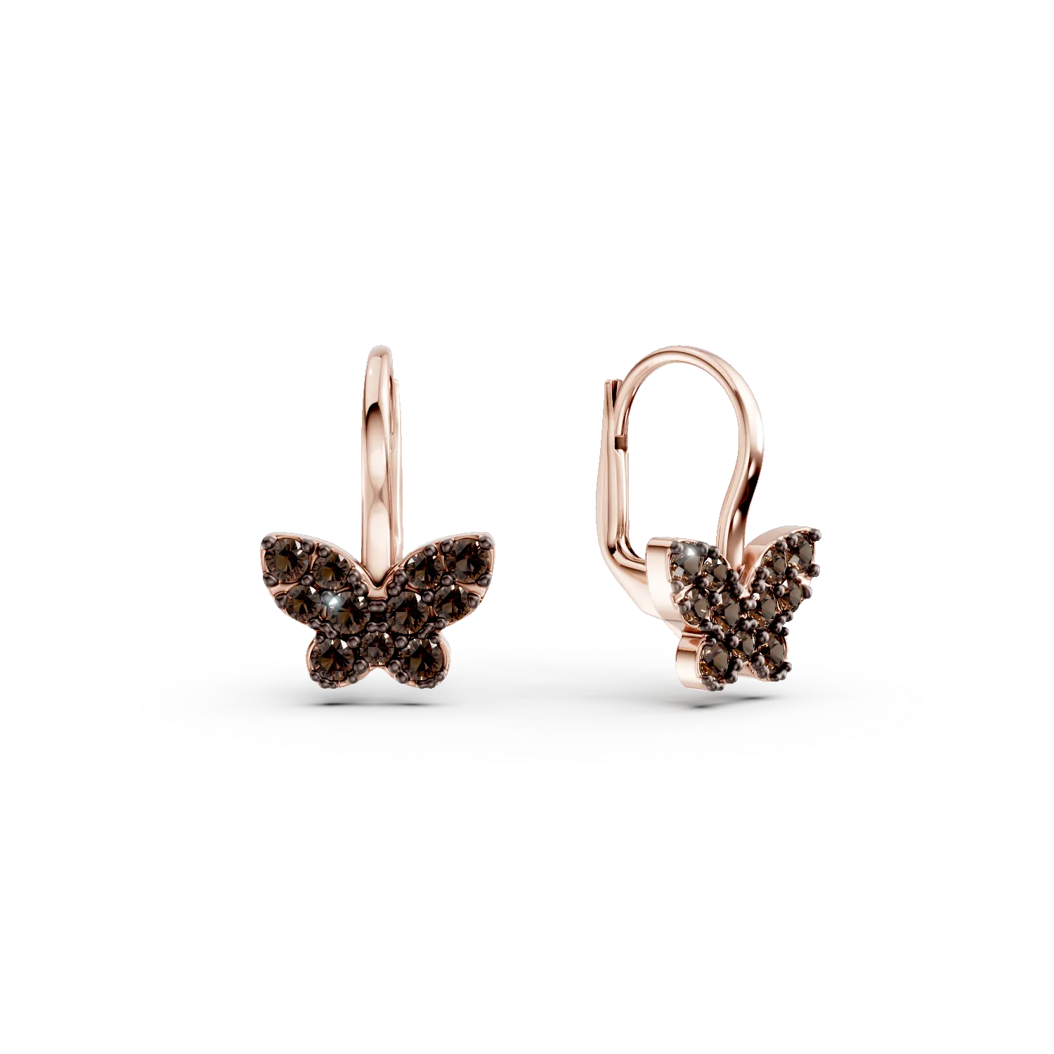 14K rose gold butterflies earrings