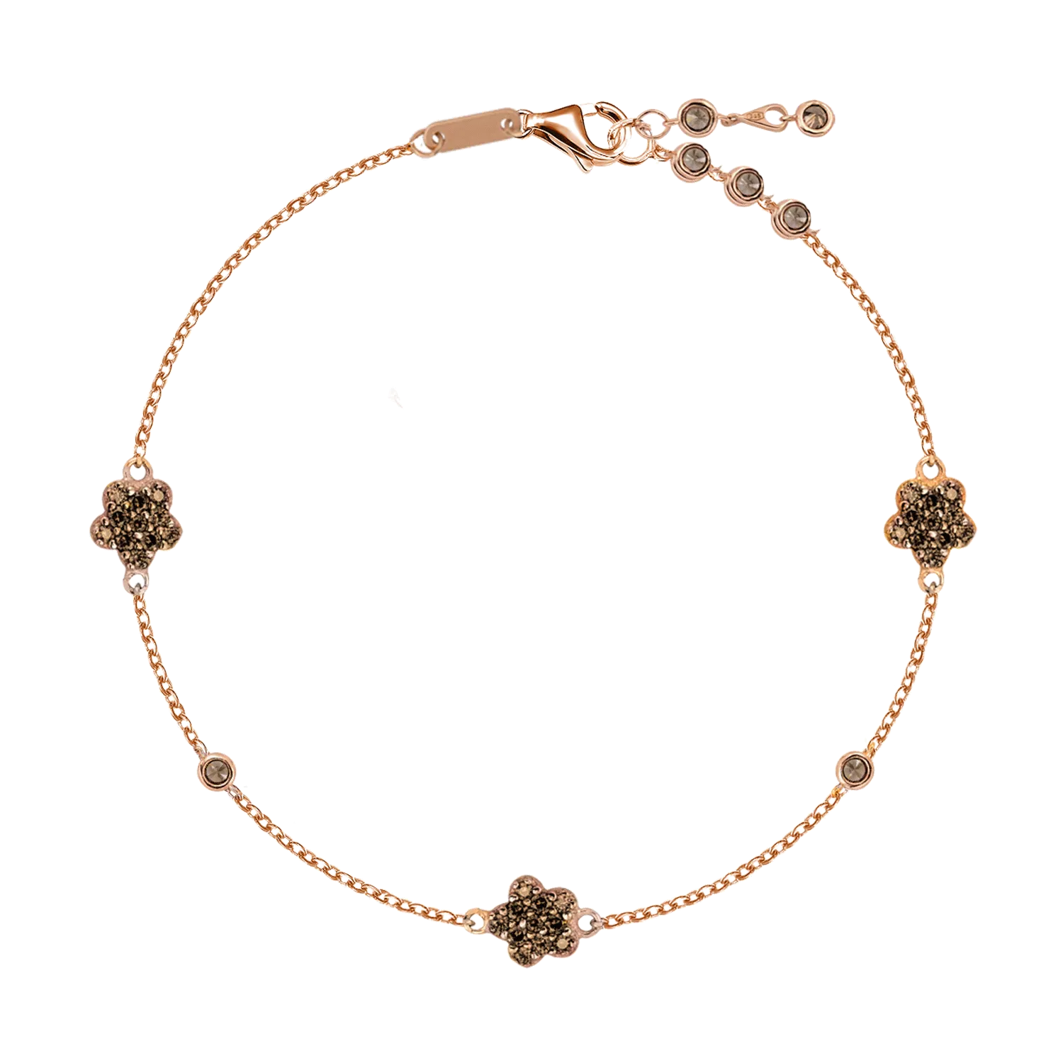 Rose gold bracelet with flower pendants
