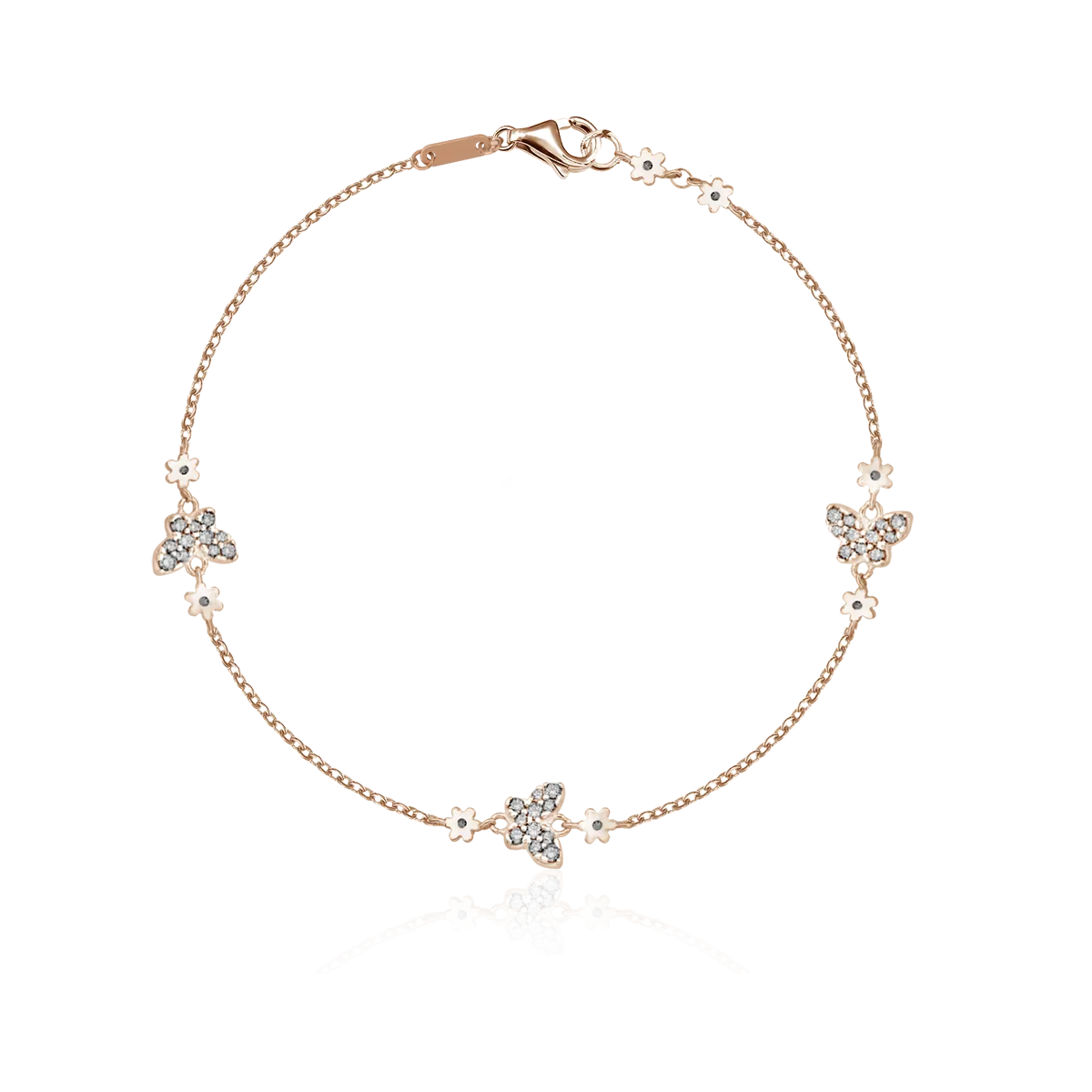 14K rose gold butterflies bracelet