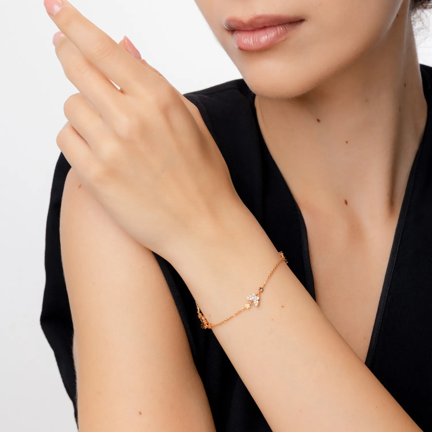 14K rose gold butterflies bracelet
