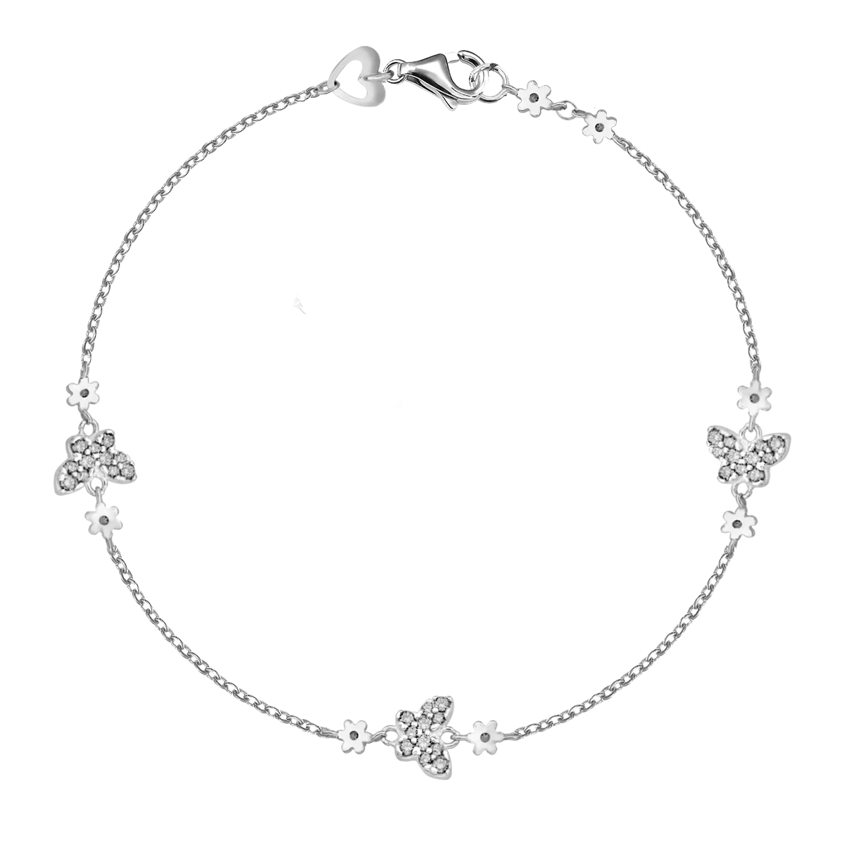 14K white gold butterflies bracelet