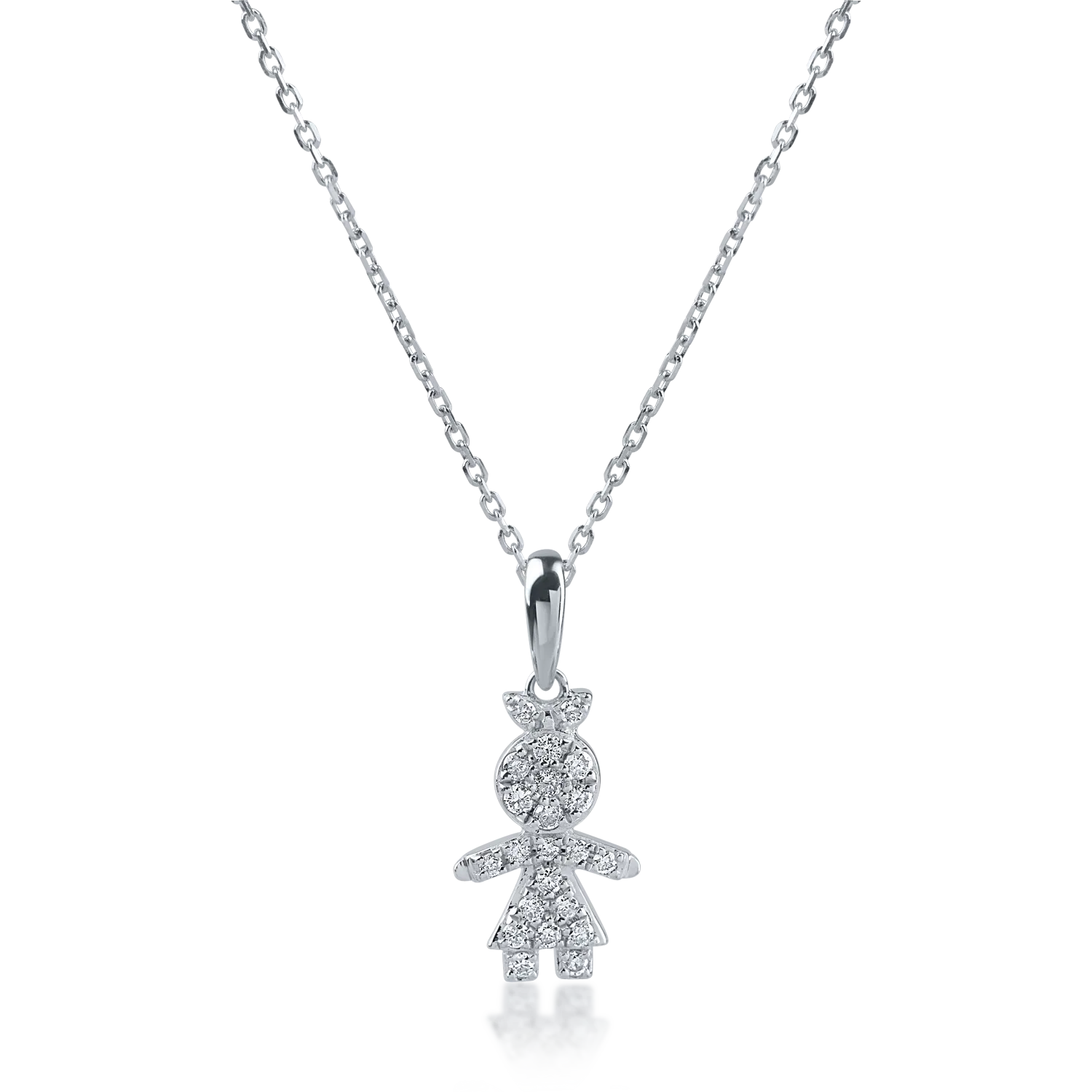 White gold child pendant necklace with 0.12ct diamonds