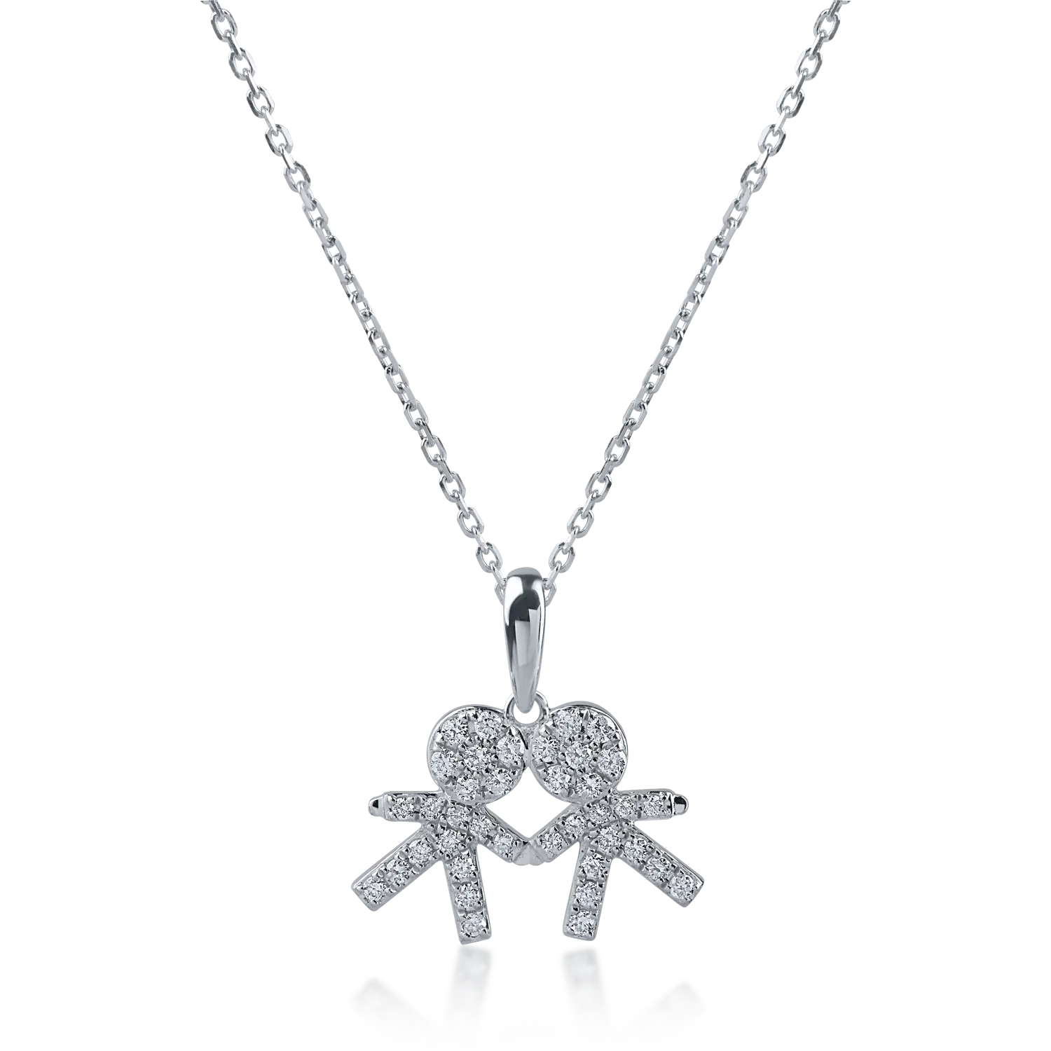 White gold children pendant necklace with 0.22ct diamonds