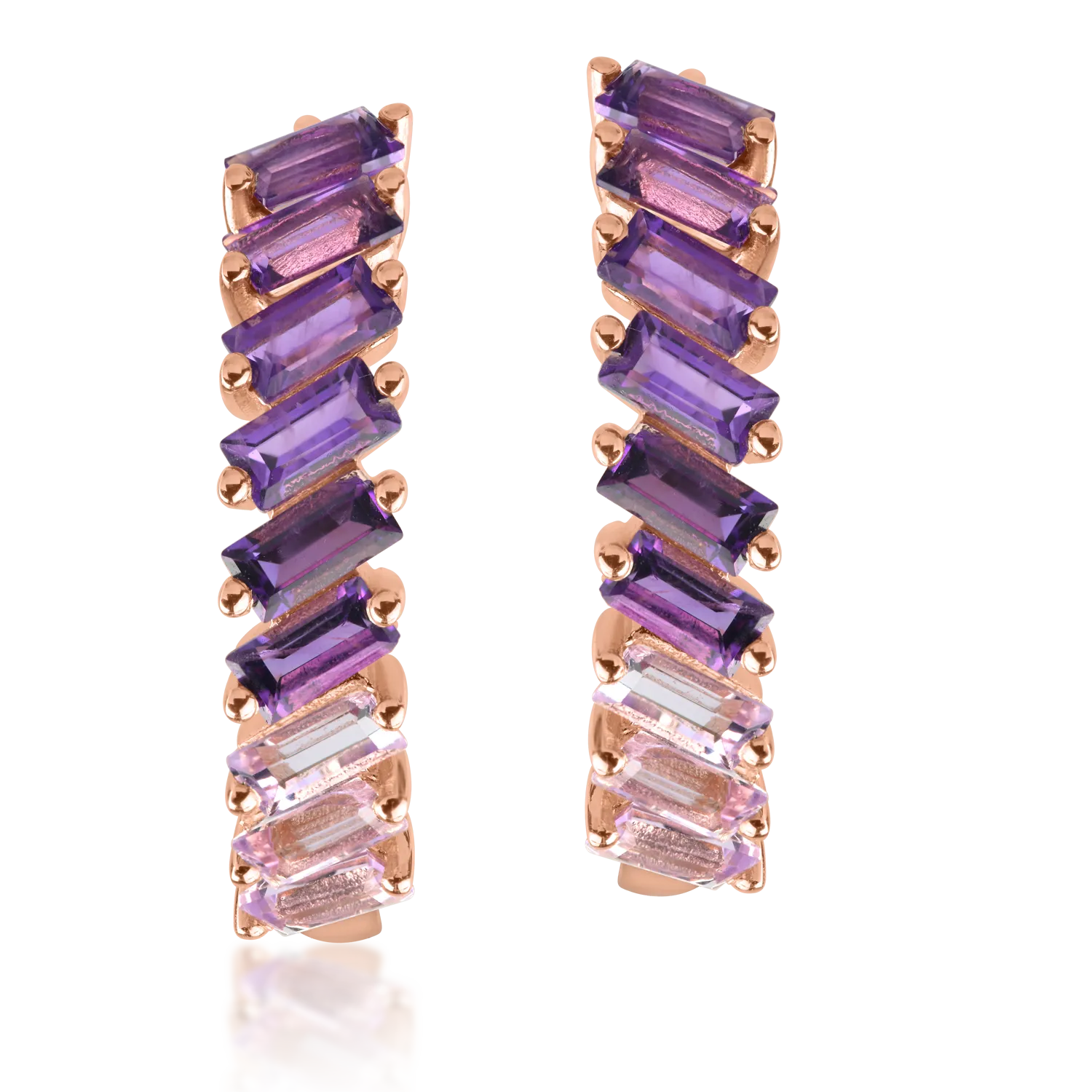 Rose gold earrings with 1.7ct amethysts