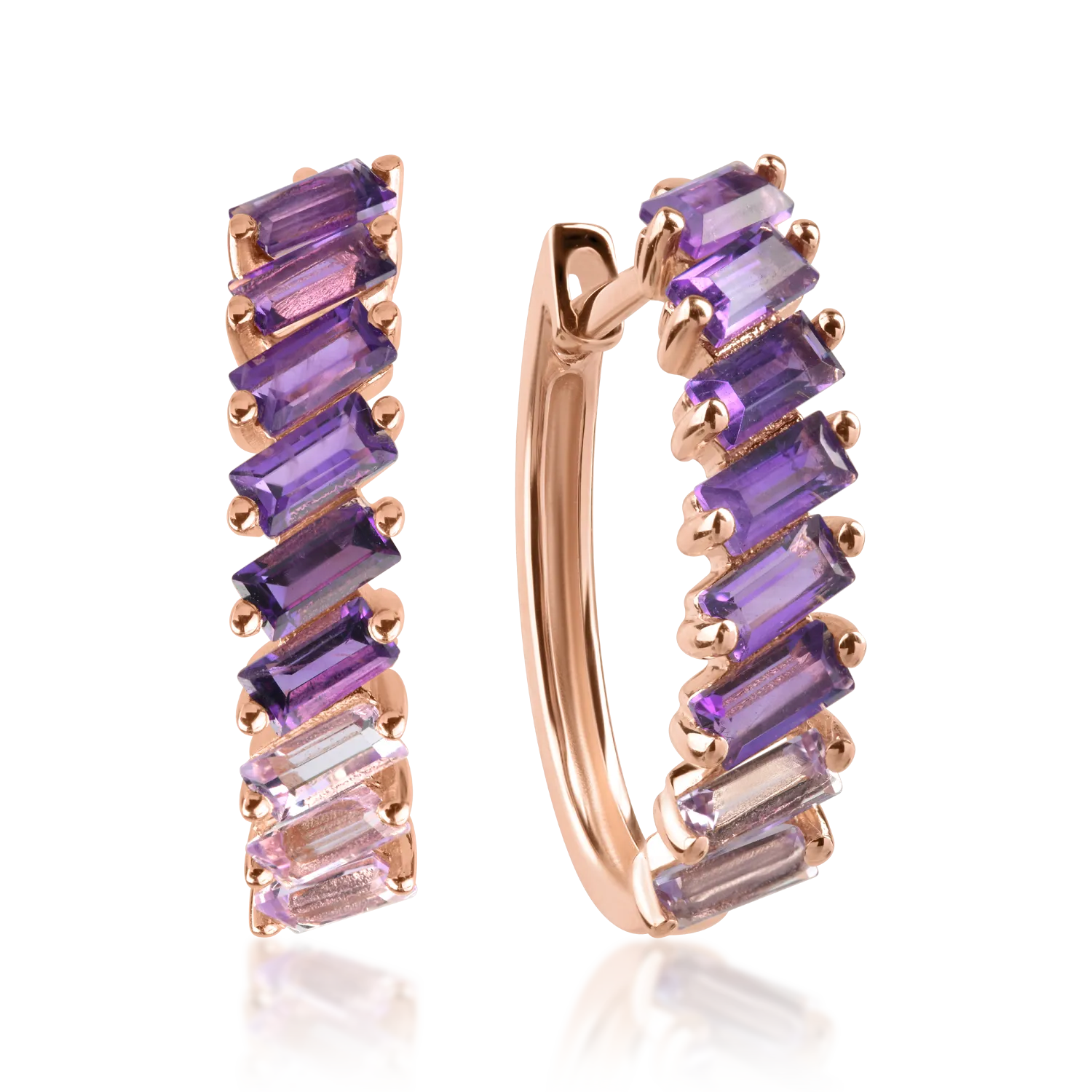 Teilor Cercei din aur roz cu ametiste octogonale de 1.7ct