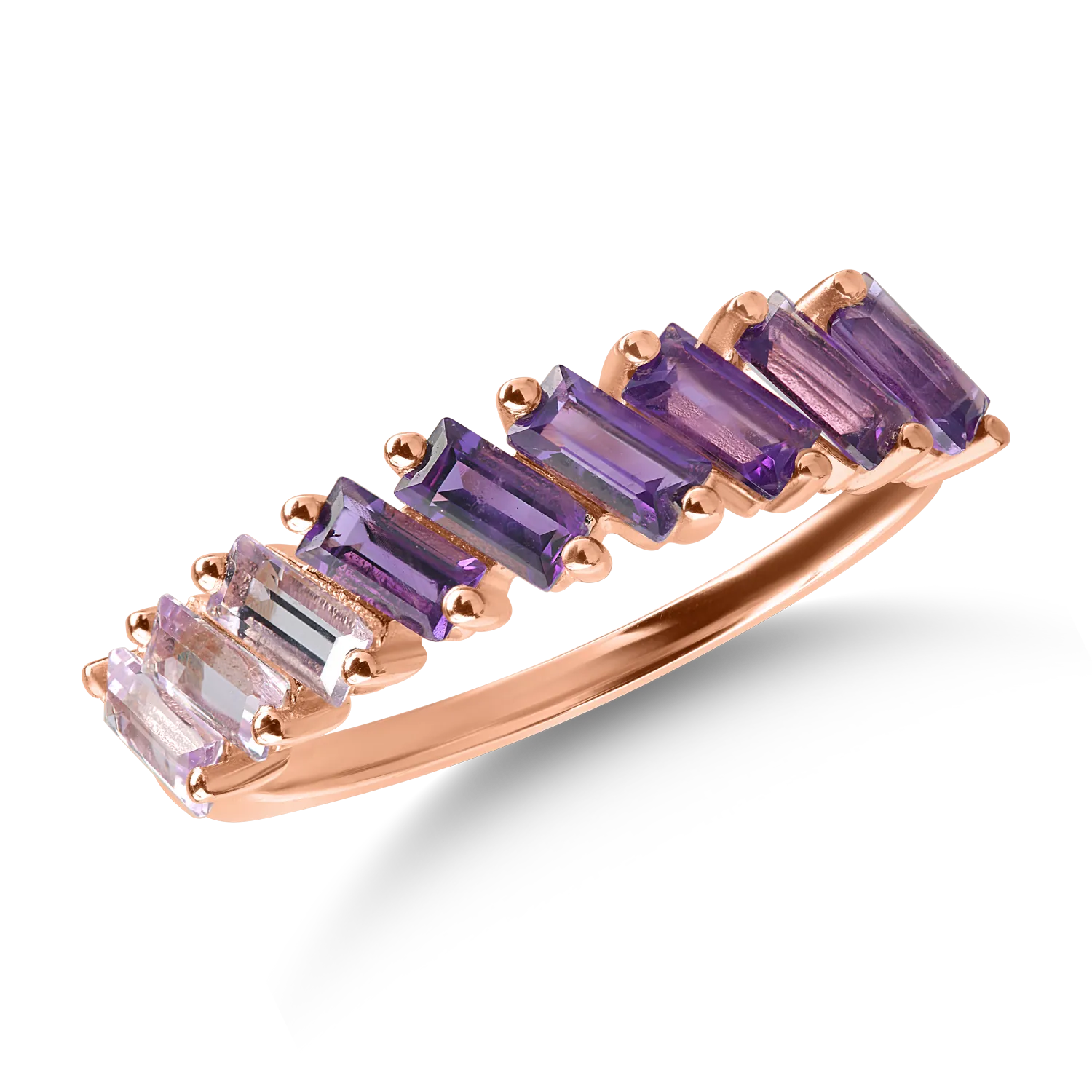 Rose gold ring with 0.943ct amethysts