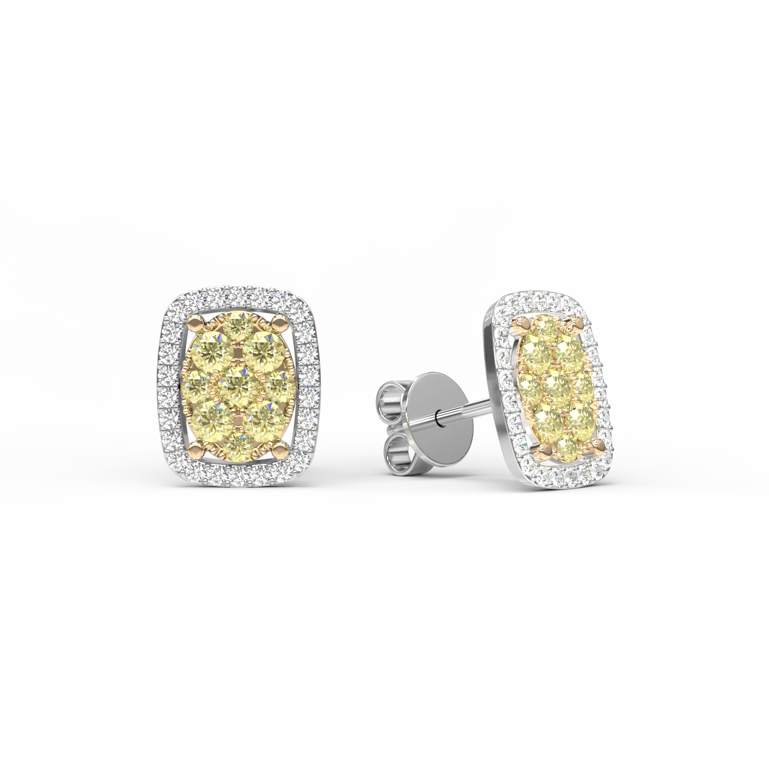 18K white gold earrings with 0.335ct yellow diamonds and 0.138ct diamonds
