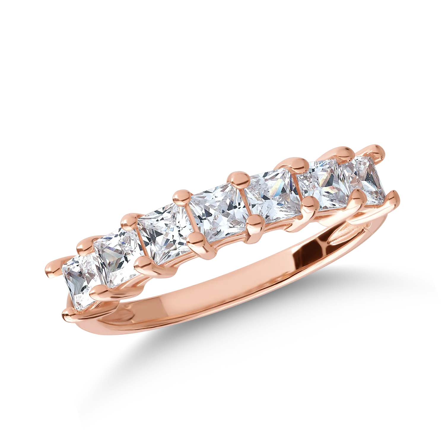 Rose gold ring with microsetting zirconia