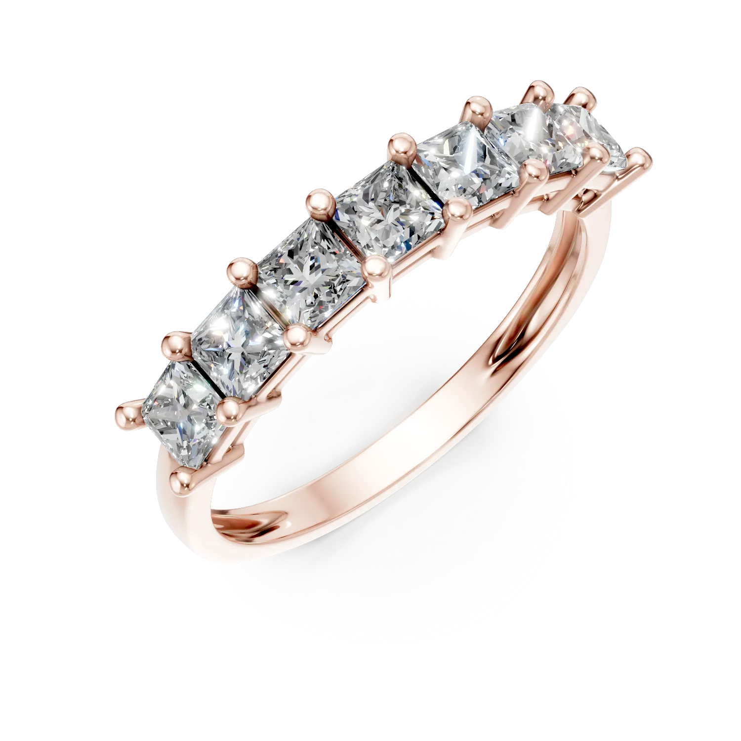 Inel din aur roz cu zirconii microsetting