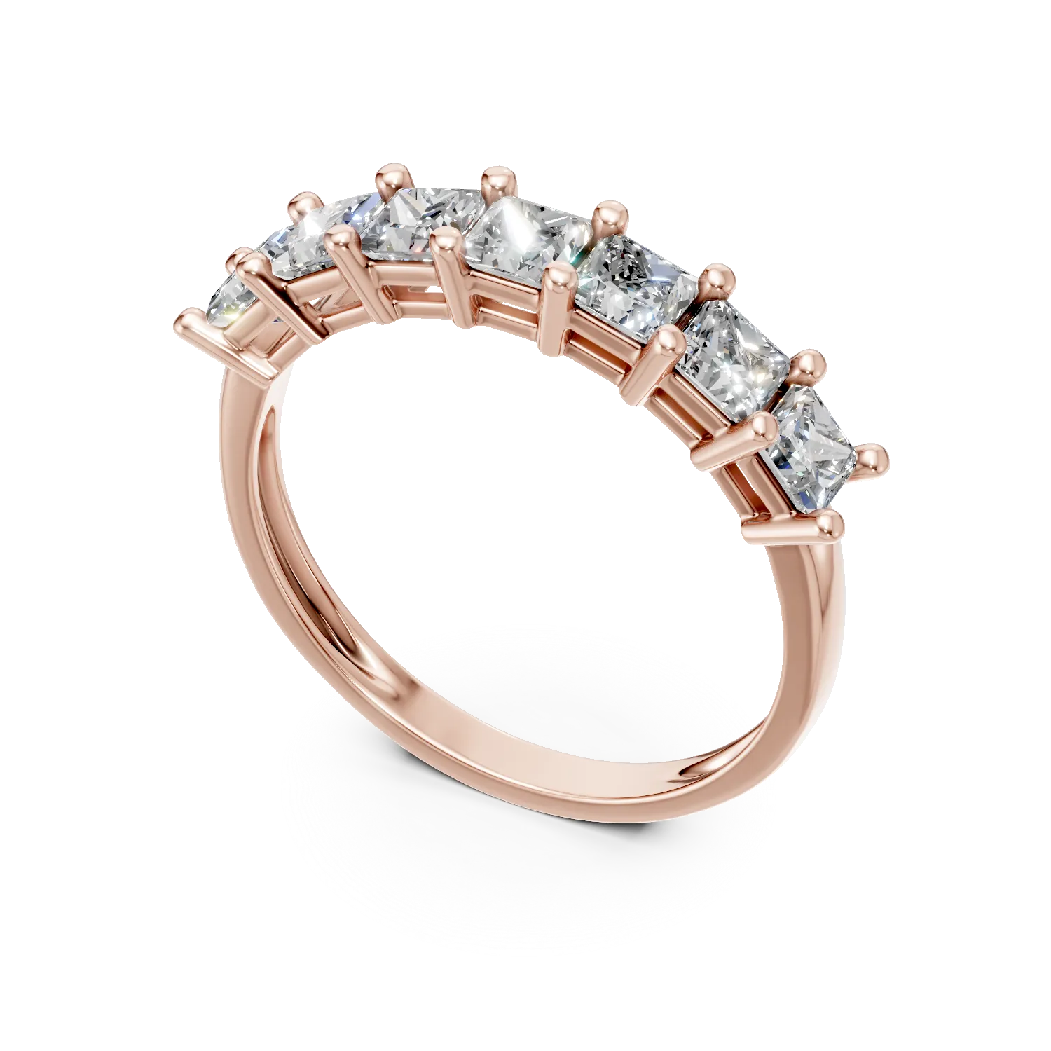 Inel din aur roz cu zirconii microsetting - Imagine 2