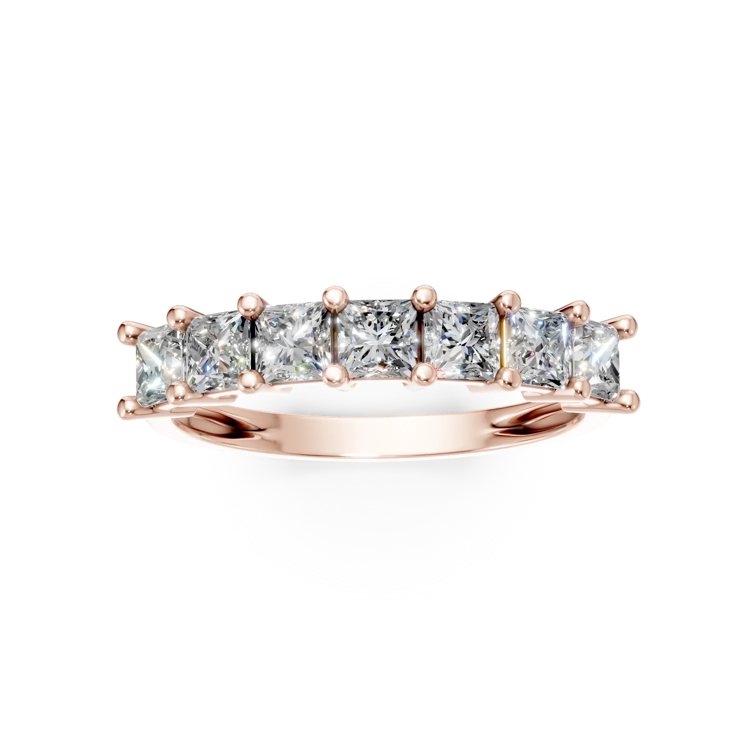 Inel din aur roz cu zirconii microsetting - Imagine 3