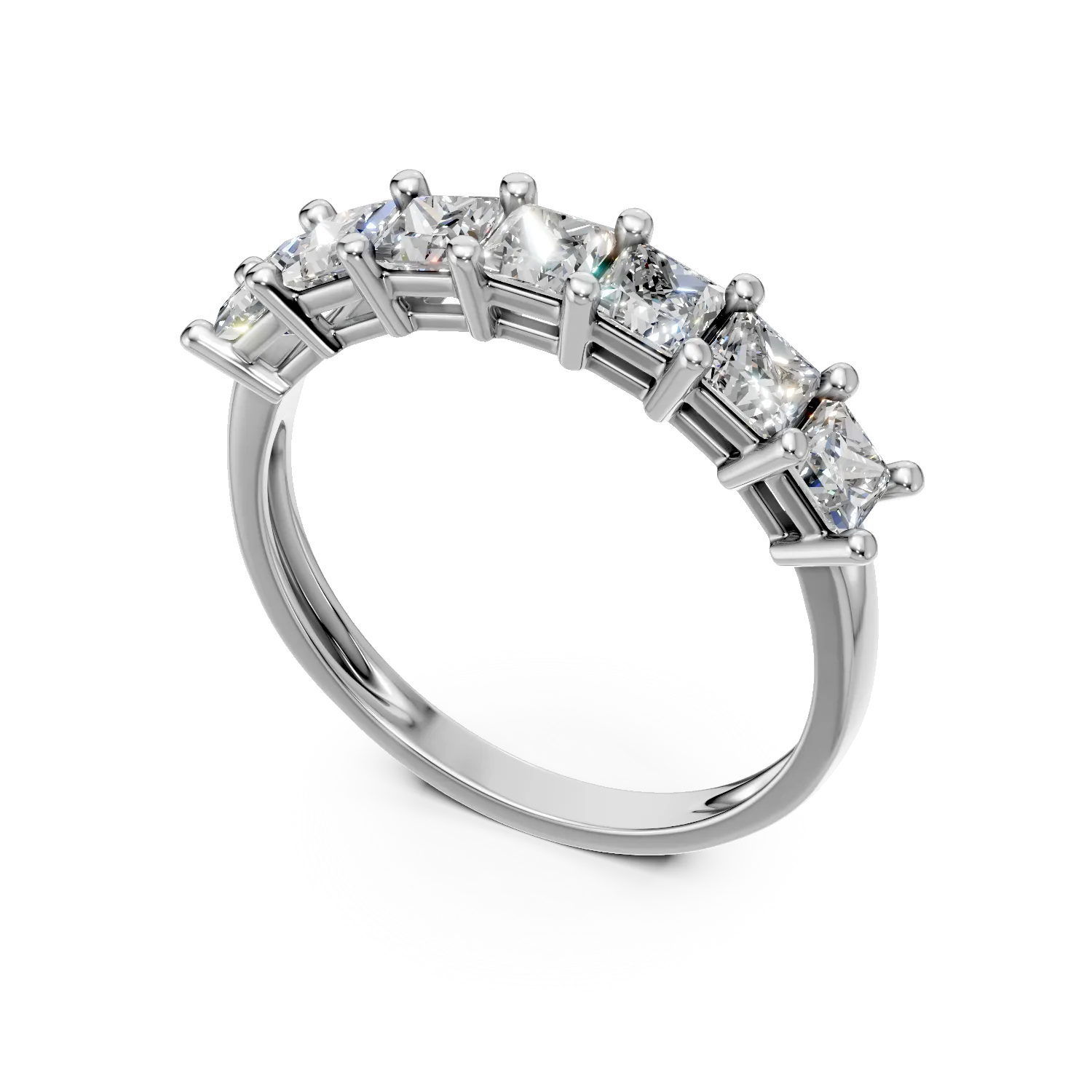 Inel din aur alb cu zirconii microsetting - Imagine 2