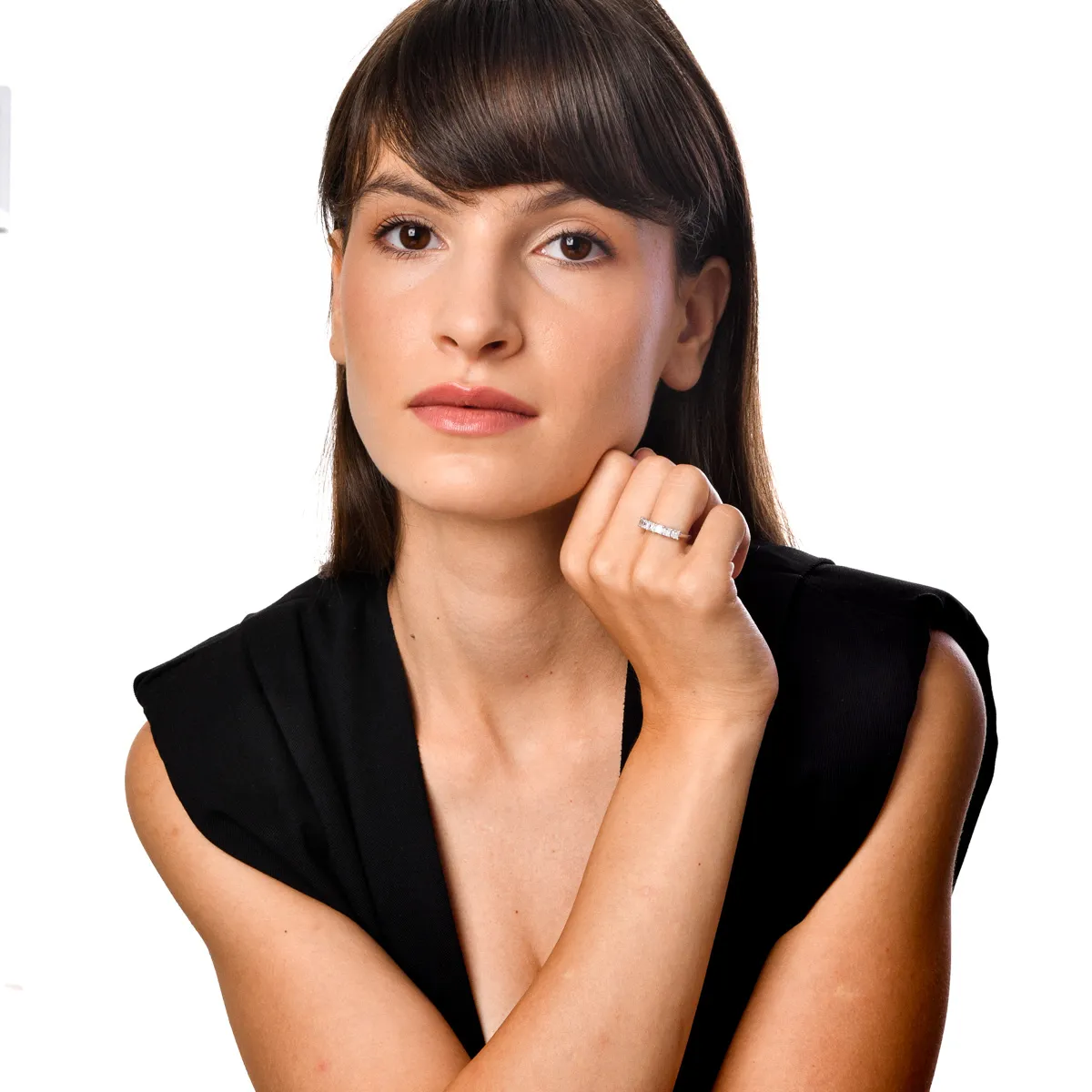 Inel din aur alb cu zirconii microsetting - Imagine 5