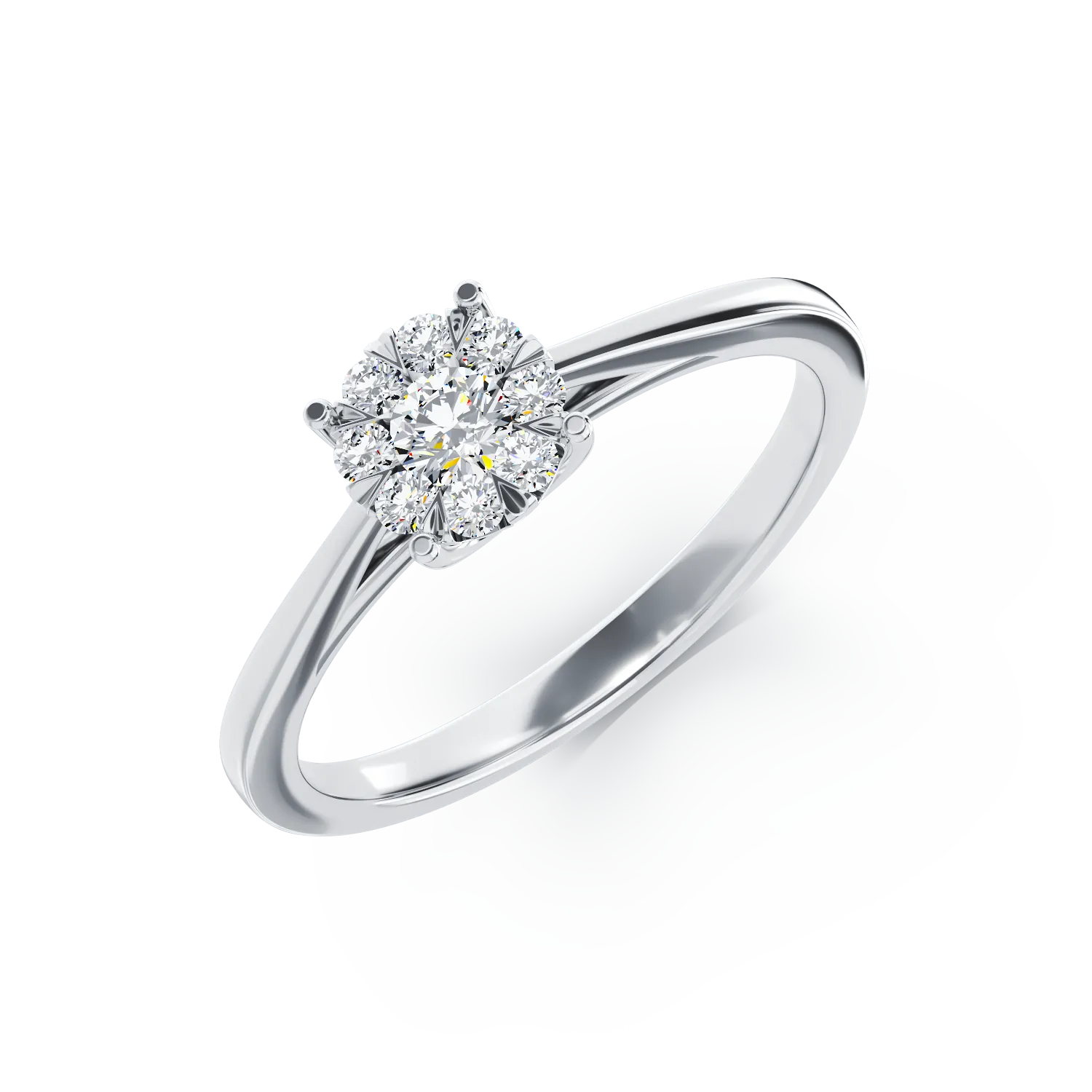 Годежен пръстен от бяло злато 14K с диаманти 0.10ct