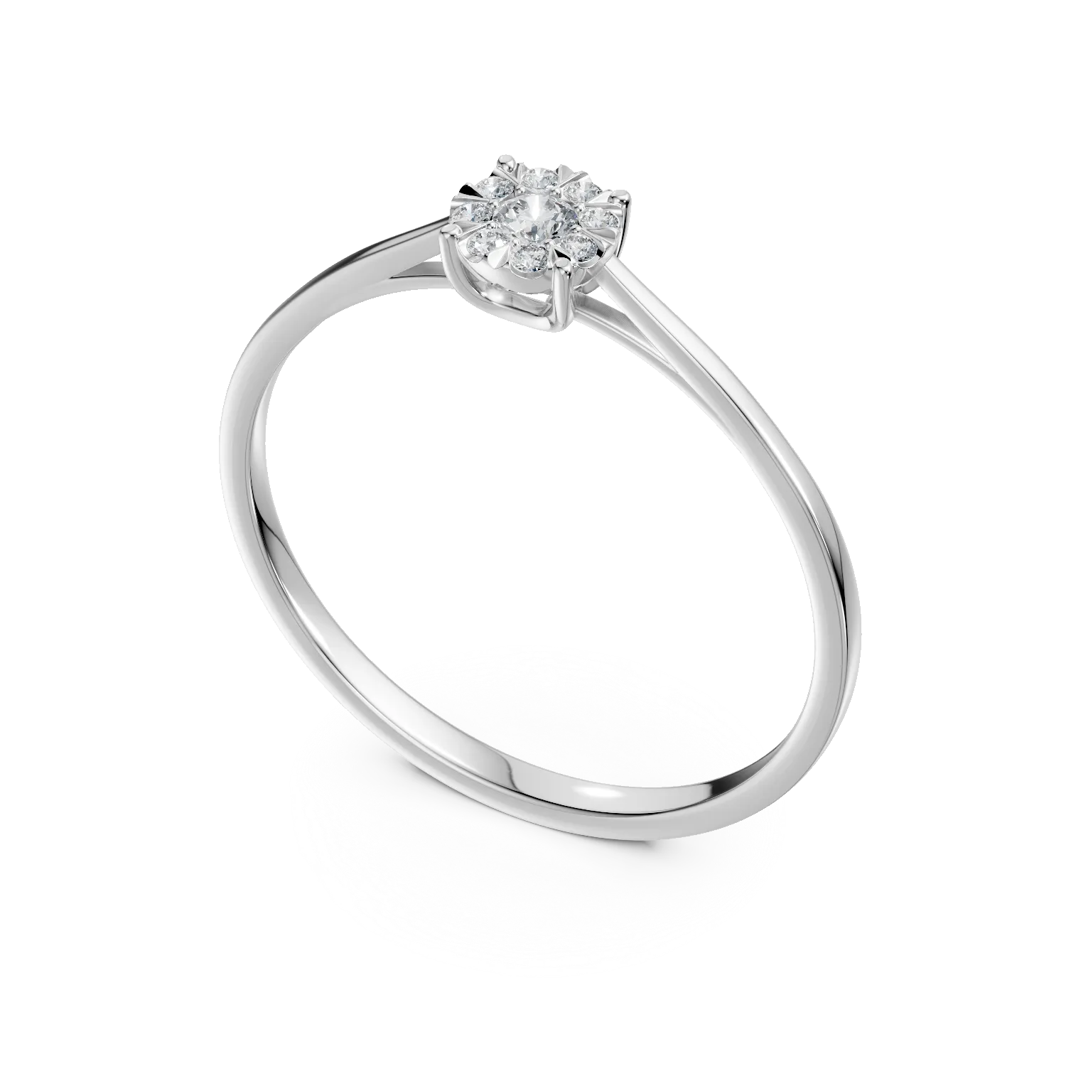 Inel de logodna din aur alb cu diamante de 0.10ct