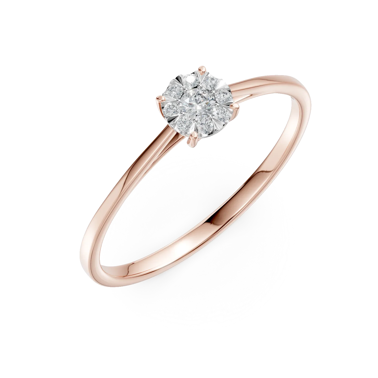 Inel de logodna din aur roz cu diamante de 0.104ct