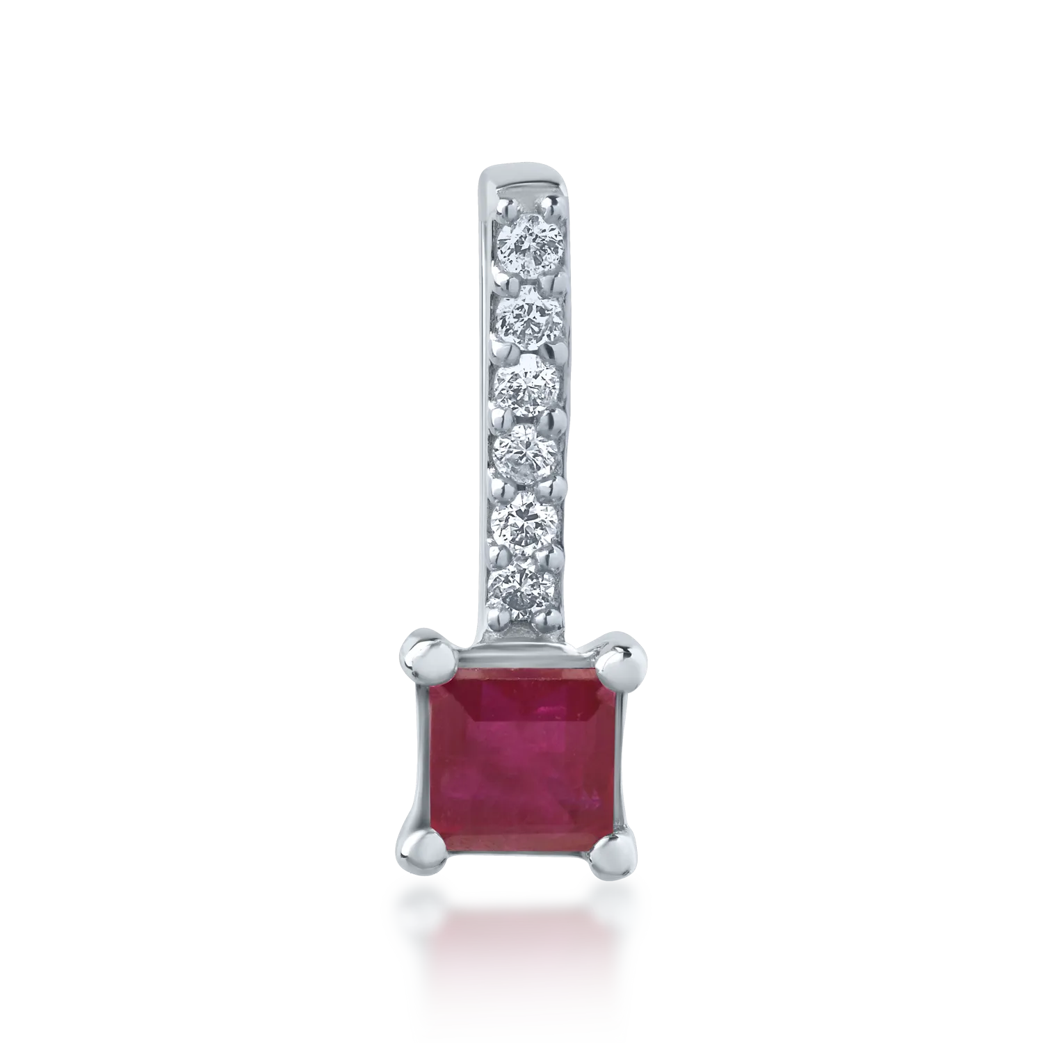 14K white gold pendant with a 0.182ct ruby and 0.03ct diamonds