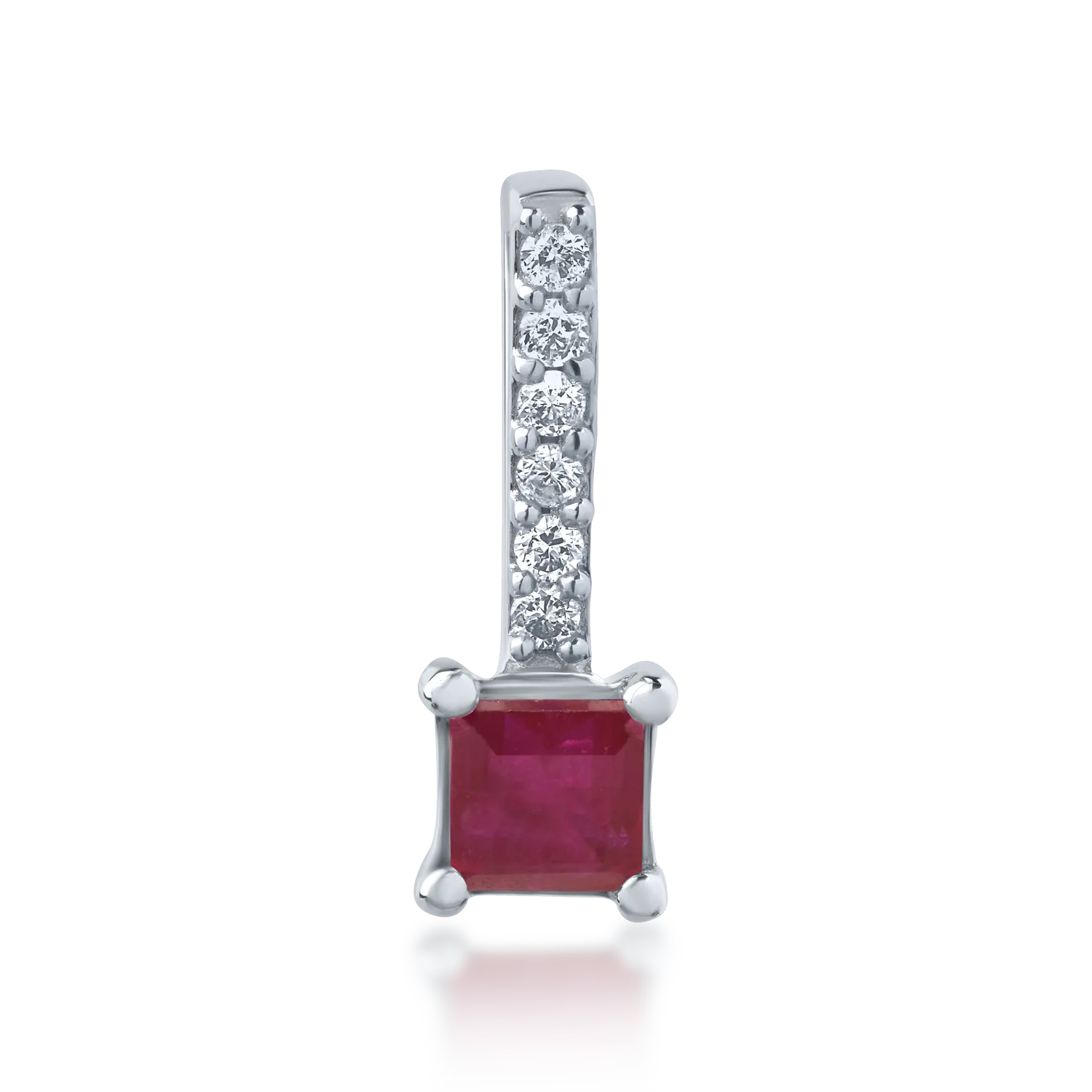 Pandantiv din aur alb de 14K cu rubin de 0.182ct si diamante de 0.03ct-126256