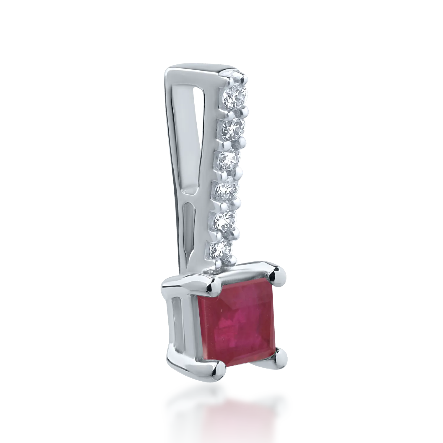 Pandantiv din aur alb de 14K cu rubin de 0.182ct si diamante de 0.03ct