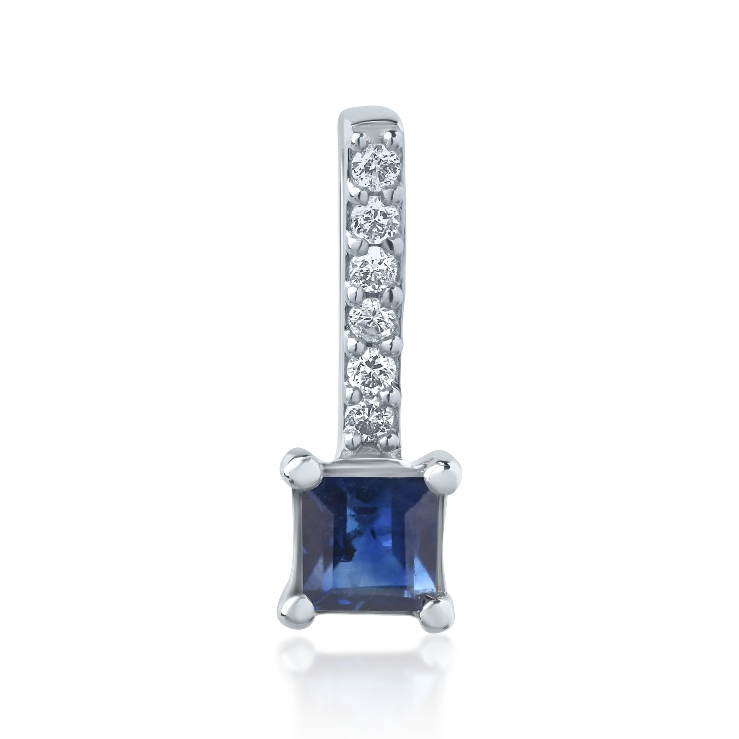 Pandantiv din aur alb de 14K cu safir de 0.17ct si diamante de 0.03ct