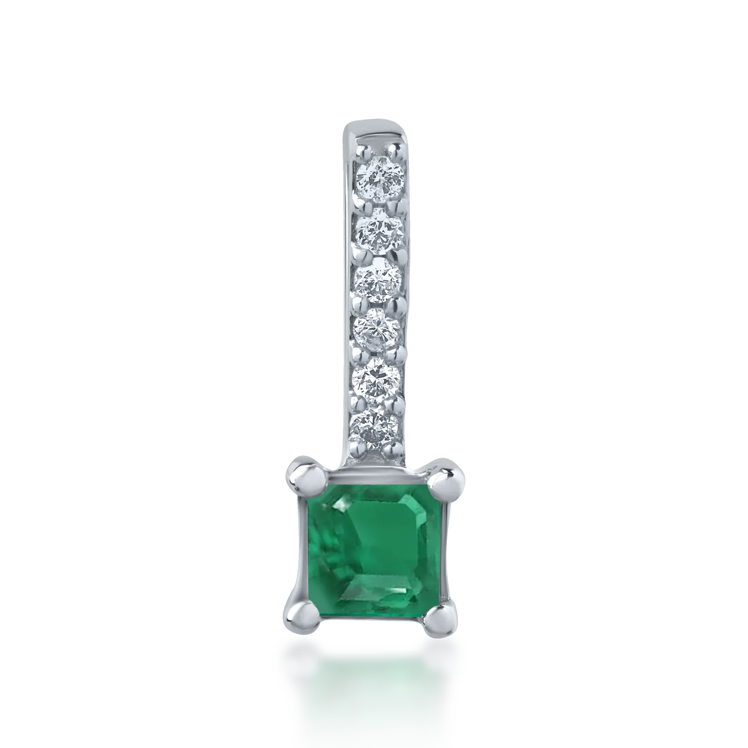 14K white gold pendant with a 0.142ct emerald and 0.03ct diamonds