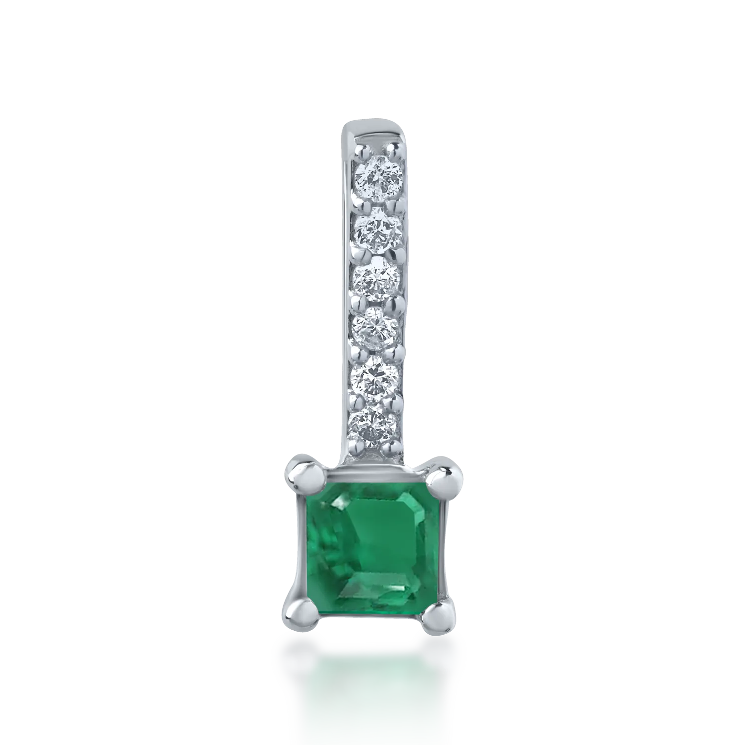 Pandantiv din aur alb cu smarald princess de 0.142ct si diamante de 0.03ct
