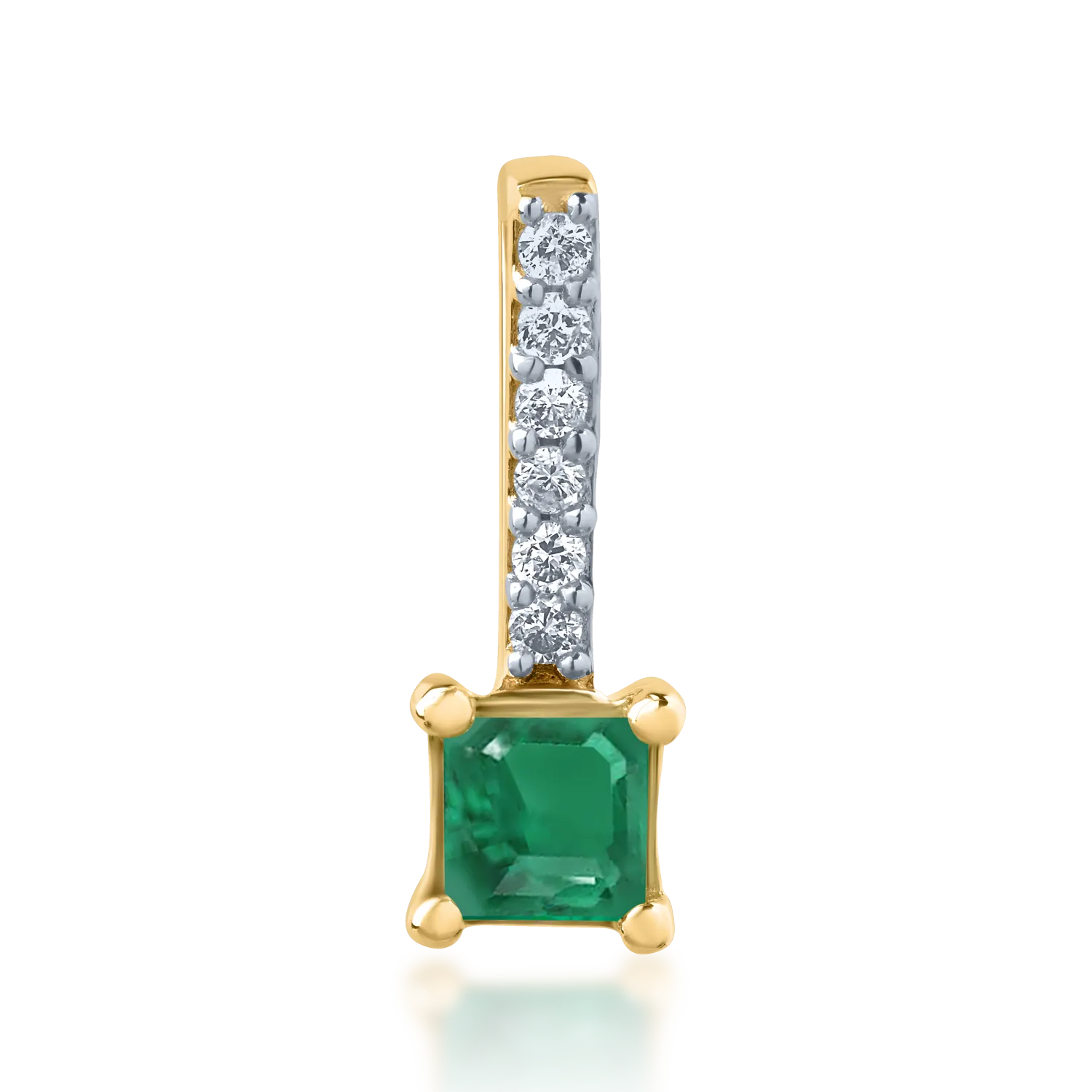 14K yellow gold pendant with a 0.141ct emerald and 0.03ct diamonds