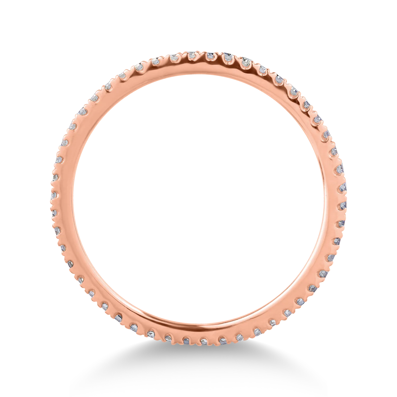 Безкраен пръстен от розово злато 14K с диаманти 0.14ct