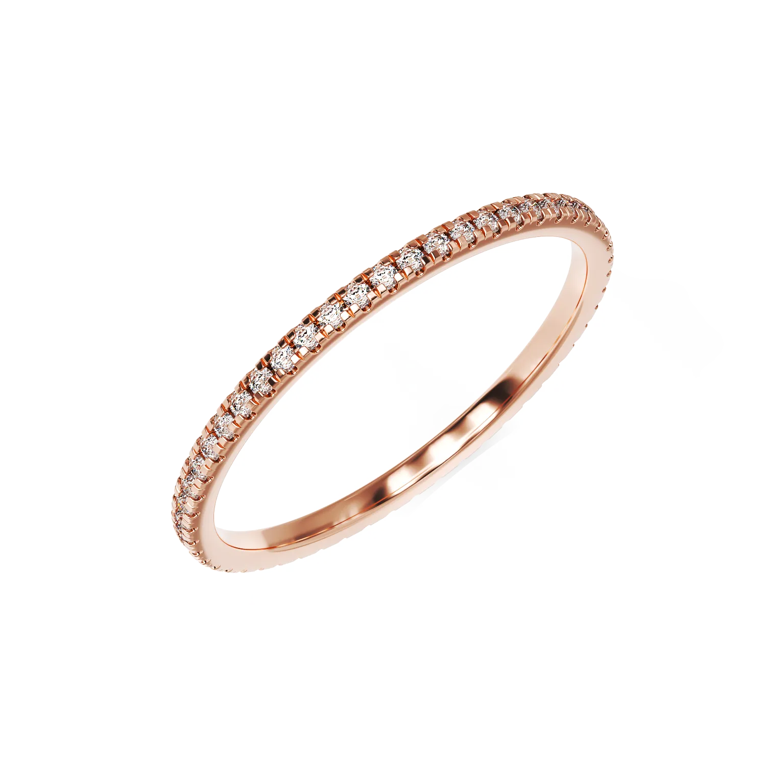 Pierścionek wieczności z różowego złota z diamentami o masie 0.1ct-167499
