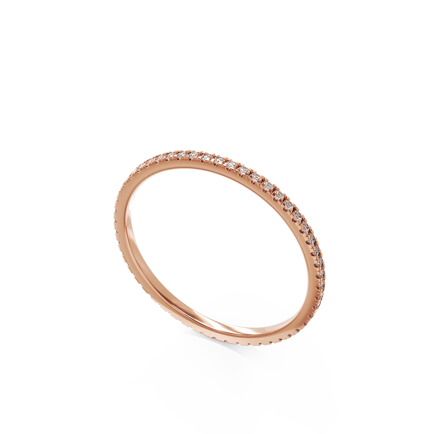 Безкраен пръстен от розово злато 14K с диаманти 0.14ct