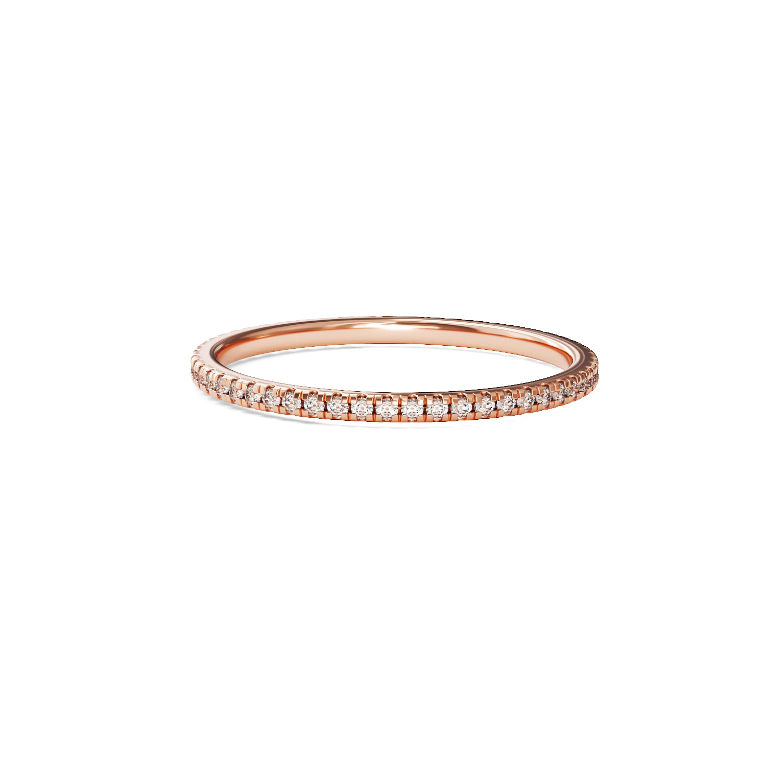 Безкраен пръстен от розово злато 14K с диаманти 0.14ct