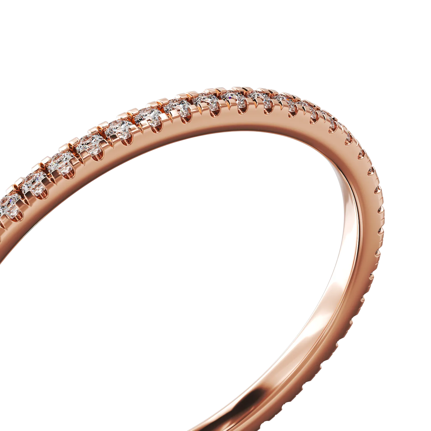 Безкраен пръстен от розово злато 14K с диаманти 0.14ct