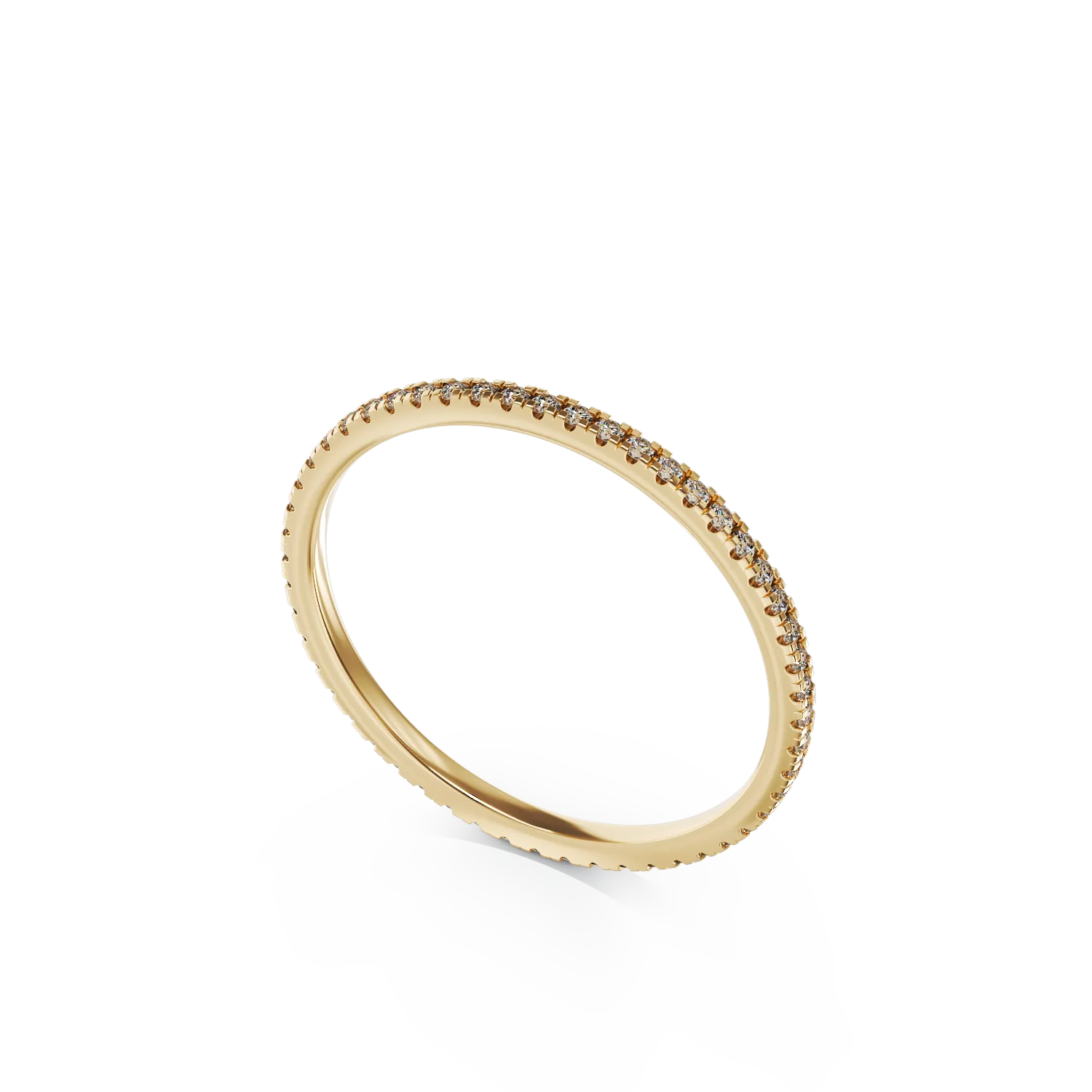Безкраен пръстен от 14K жълто злато с 0.14ct диаманти