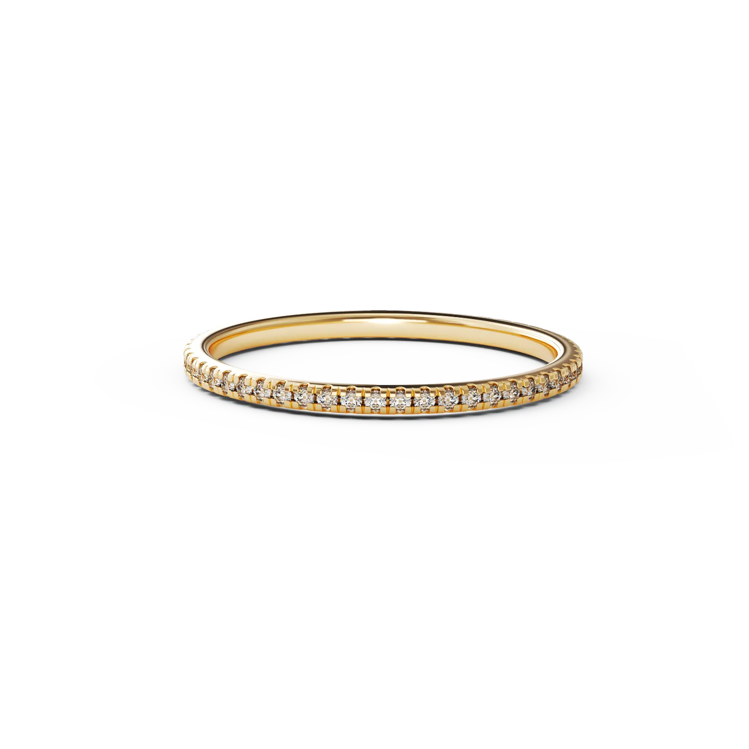 Безкраен пръстен от 14K жълто злато с 0.14ct диаманти