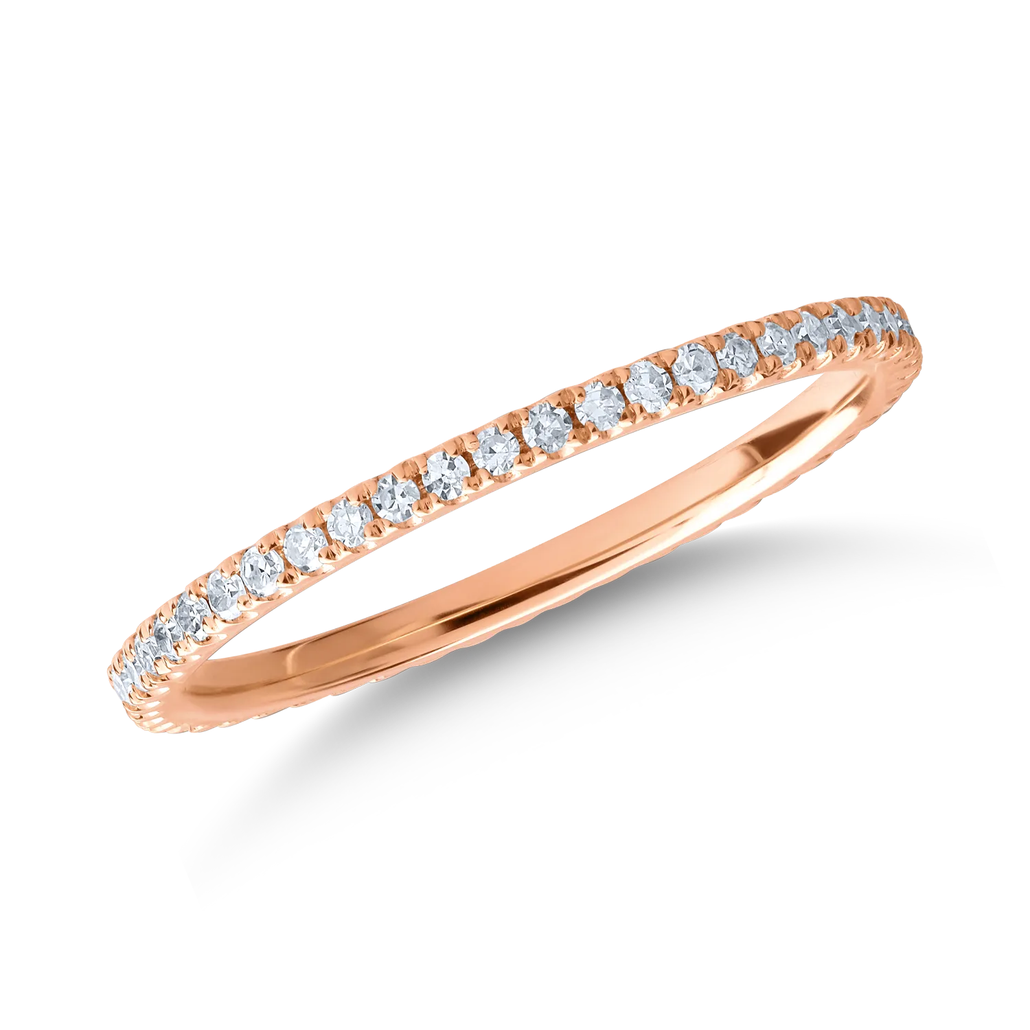 14K rózsaszín arany végtelenített gyűrű 0.25ct gyémántokkal