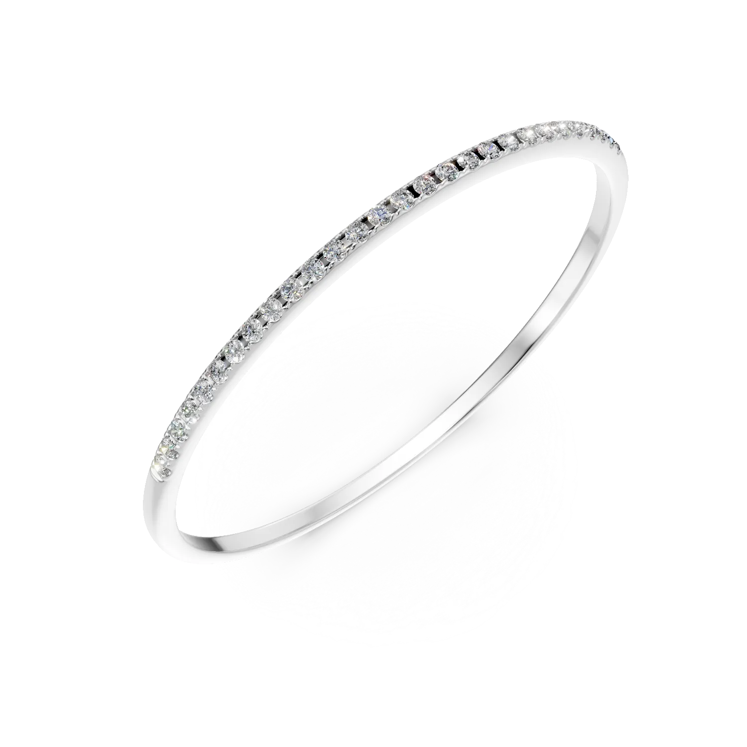 Inel semi eternity din aur alb cu diamante de 0.07ct