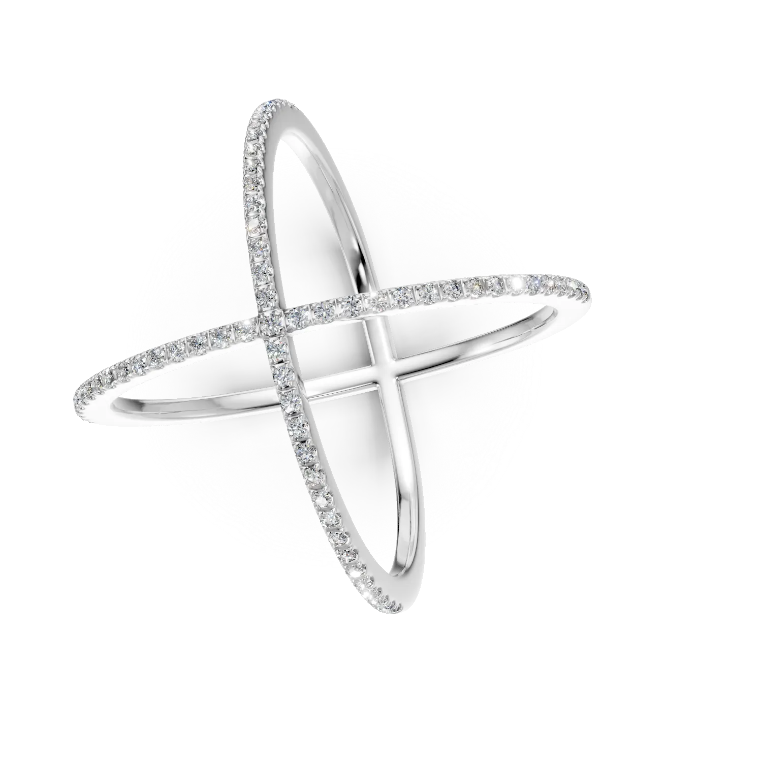 Inel din aur alb cu diamante microsetting de 2ct