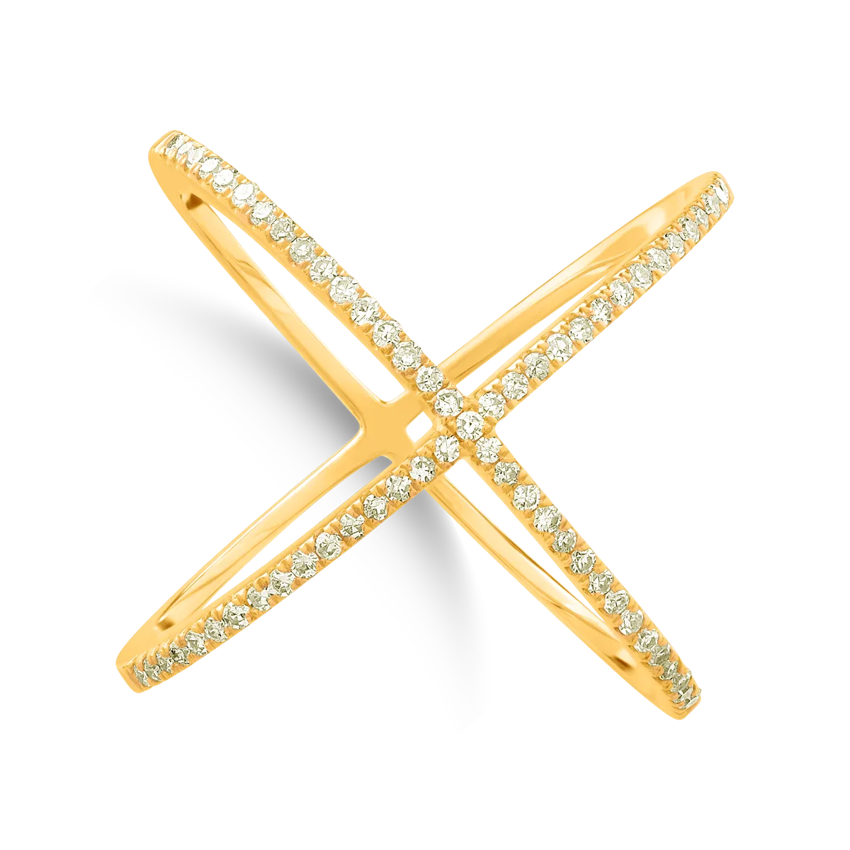 Yellow gold geometric ring with 0.2ct diamonds-179850