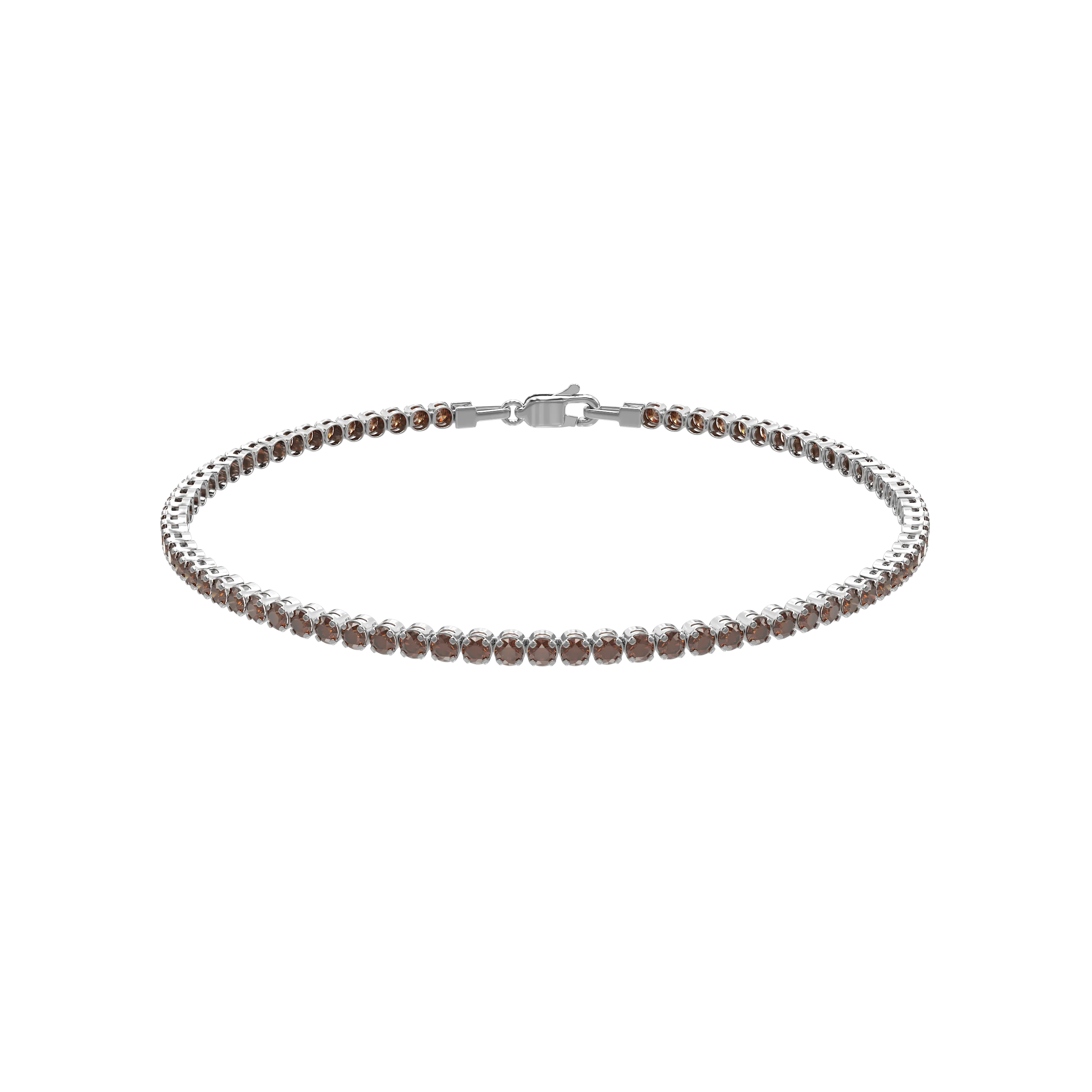White gold tennis bracelet with brown zirconia-158077