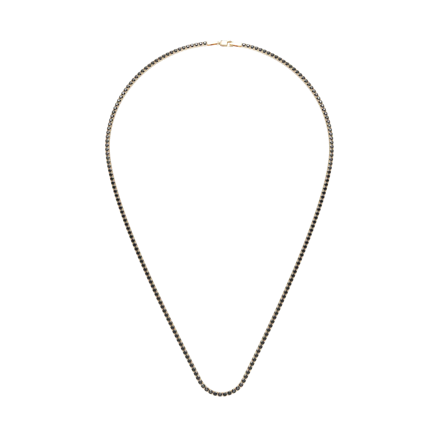 Yellow gold tennis necklace with black zirconia