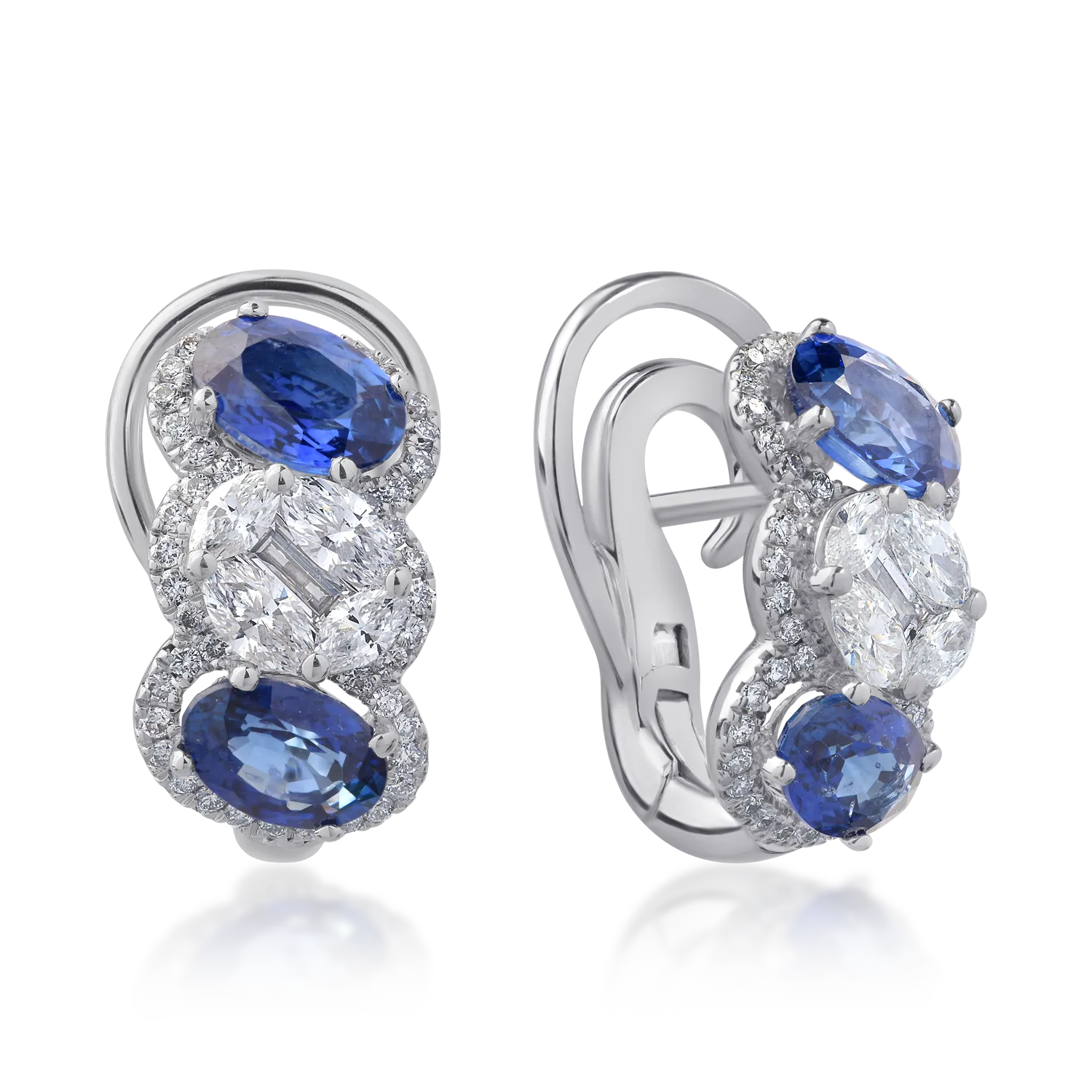 18K white gold earrings with 2.26ct sapphires and 0.52ct diamonds