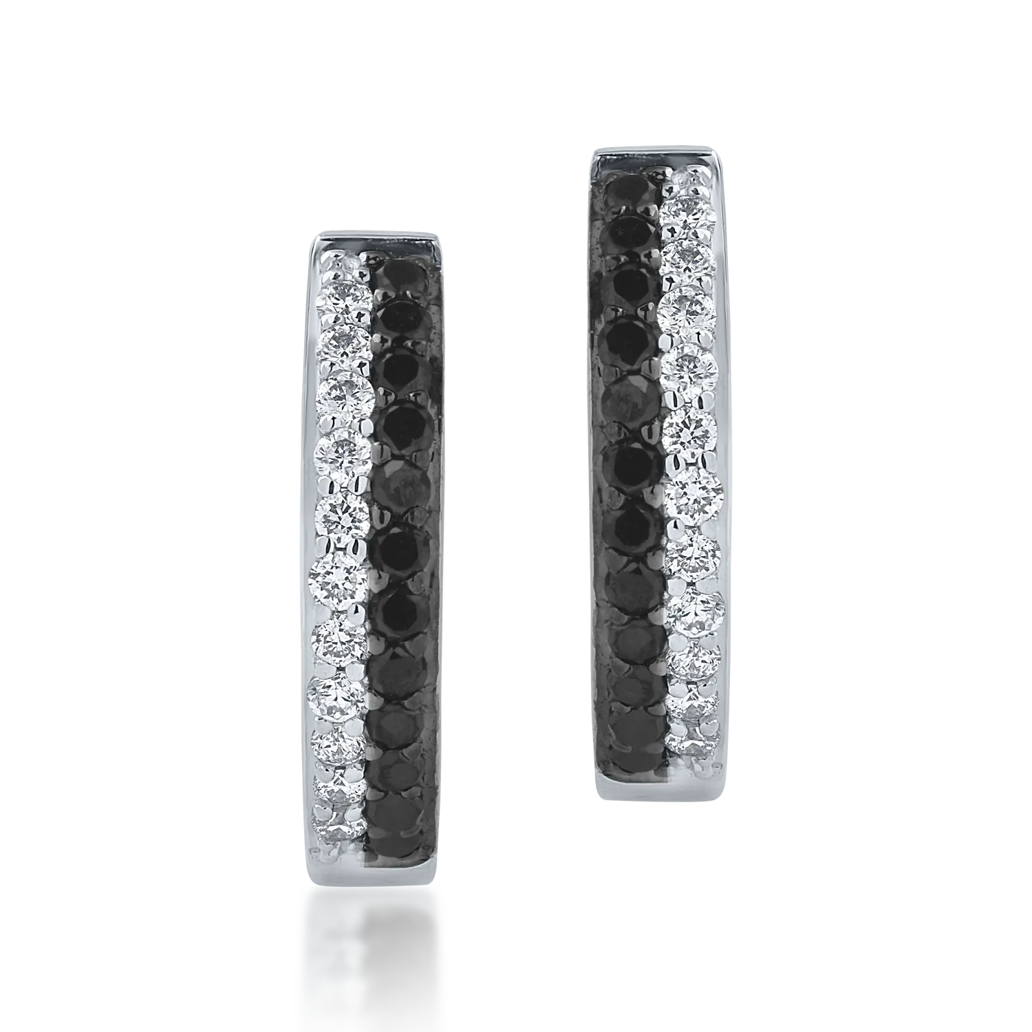 Teilor Cercei din aur alb cu diamante negre de 0.15ct si diamante transparente de 0.11ct