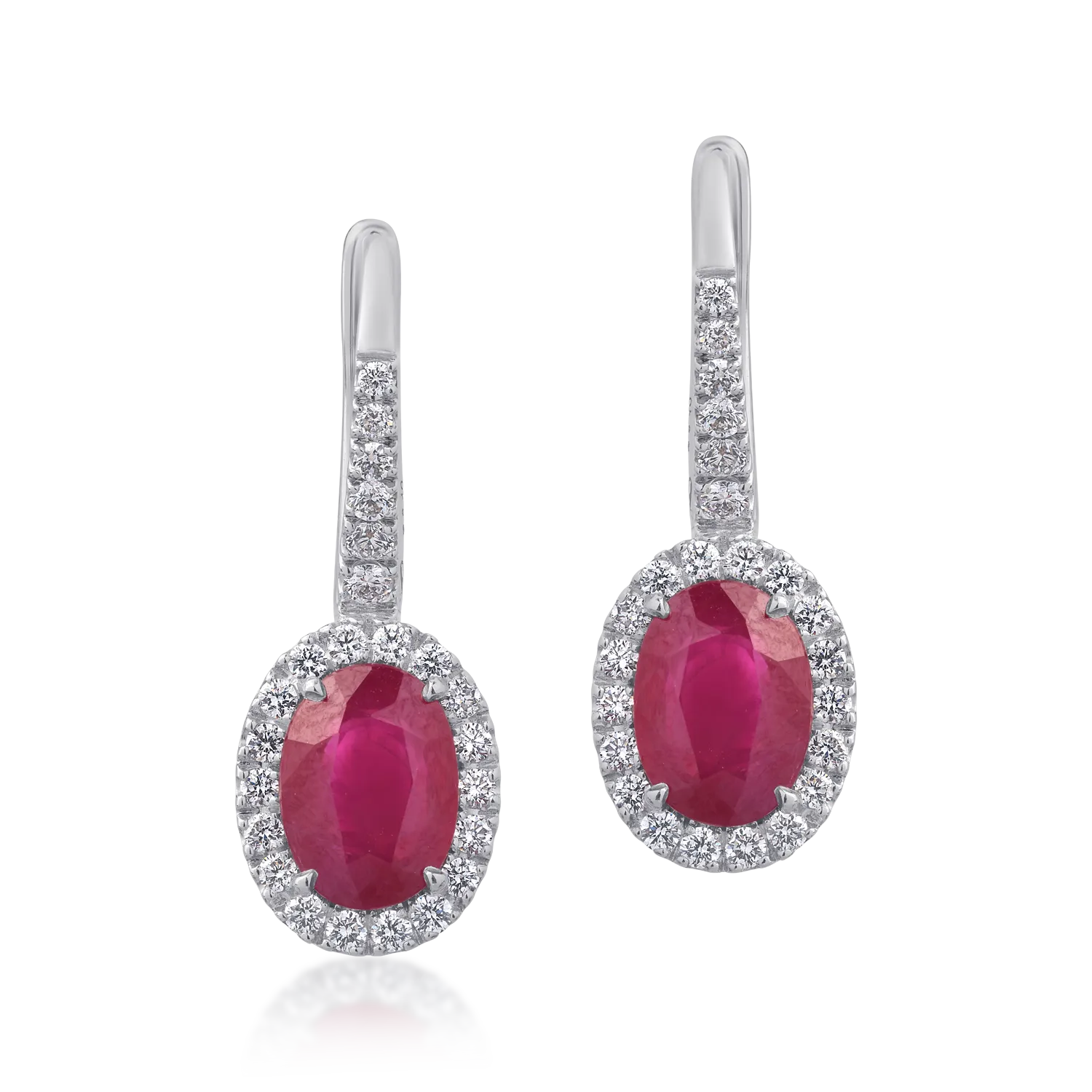 18K white gold earrings with 3.12ct rubies and 0.46ct diamonds