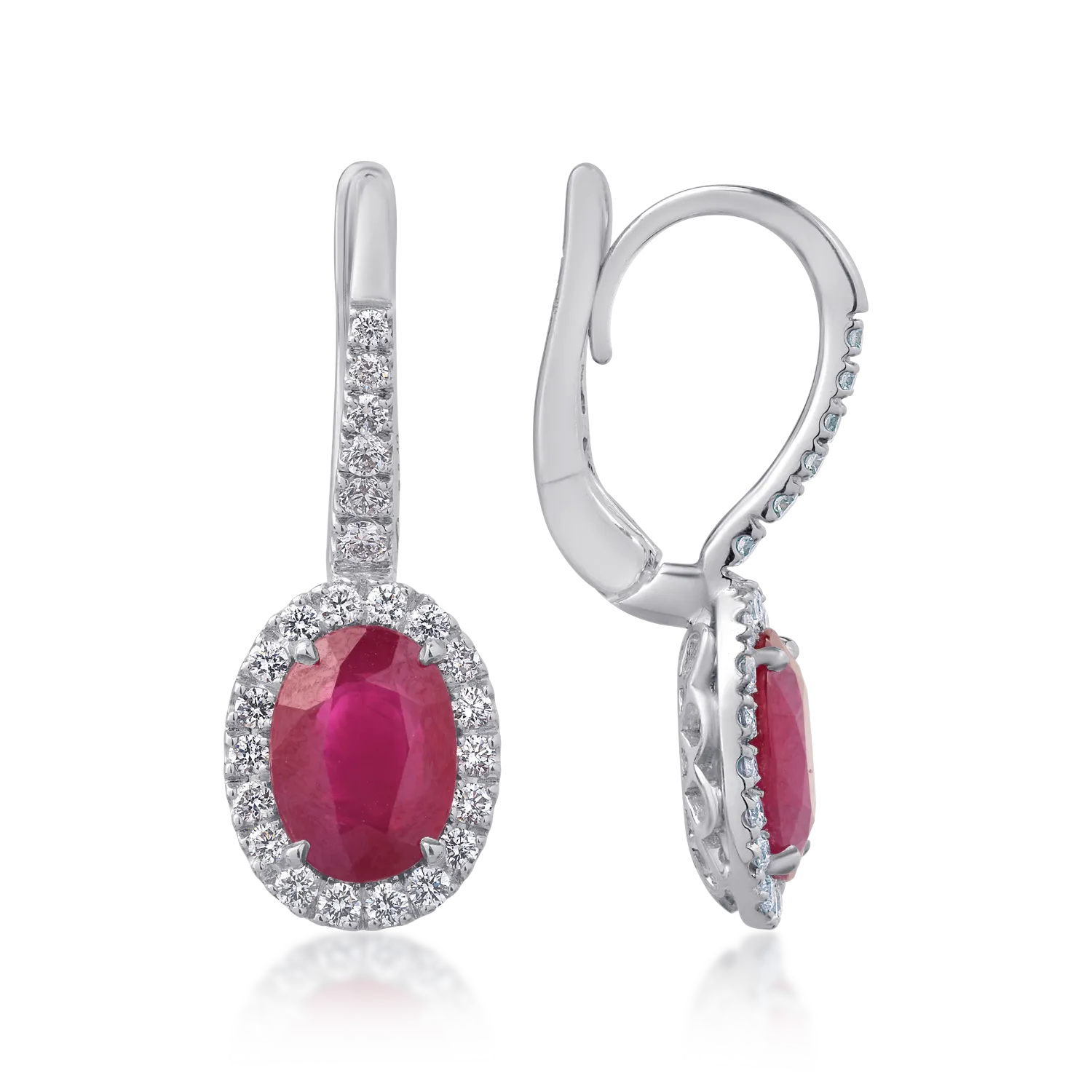 18K white gold earrings with 3.12ct rubies and 0.46ct diamonds