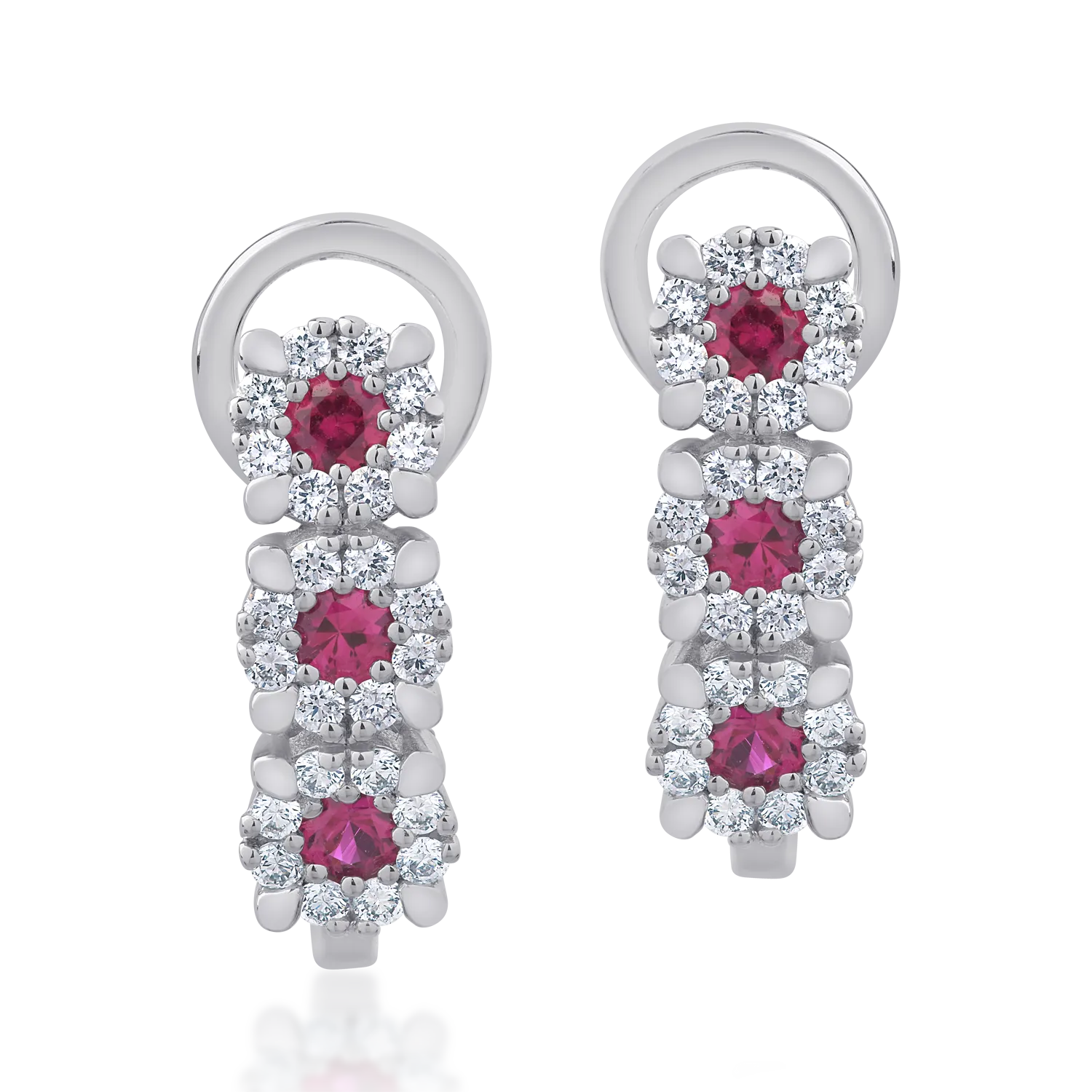 18K white gold earrings with 0.36ct rubies and 0.32ct diamonds