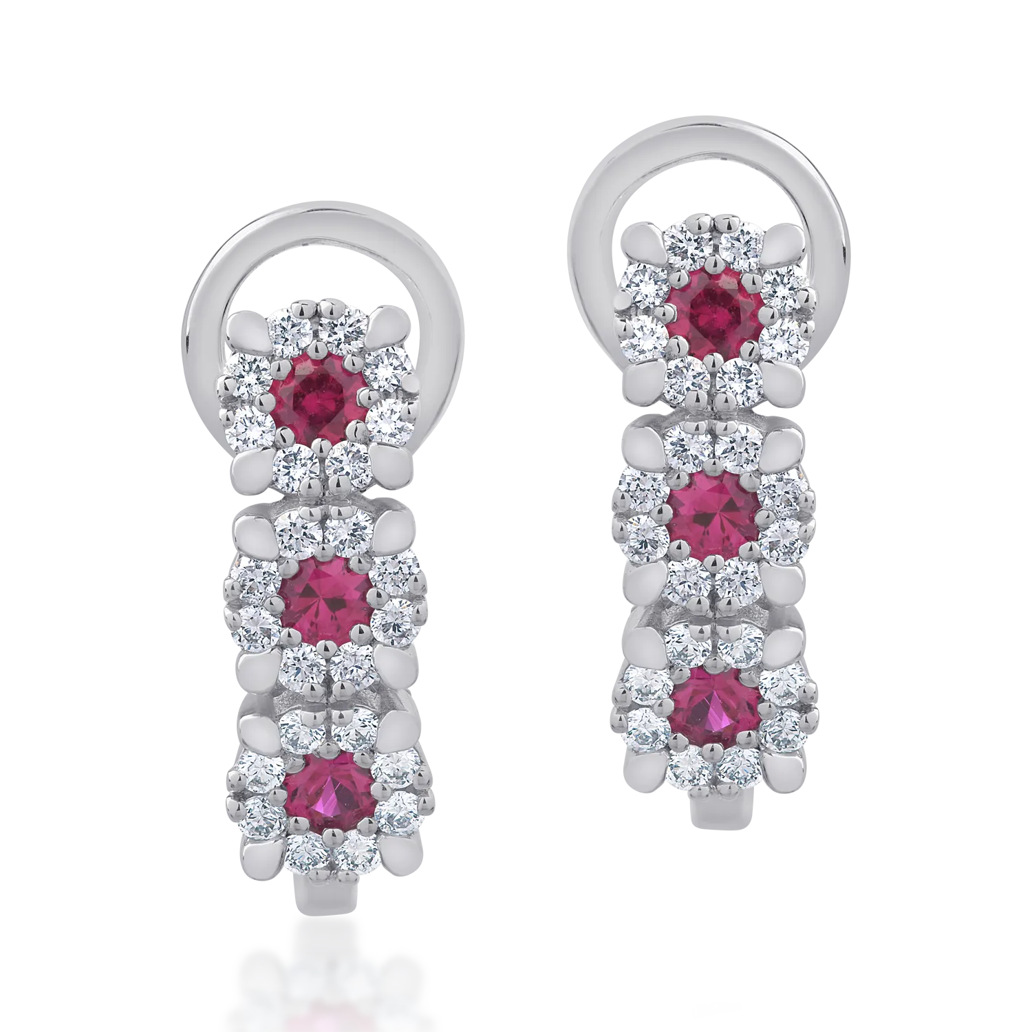 Cercei din aur alb cu rubine de 0.36ct si diamante de 0.32ct