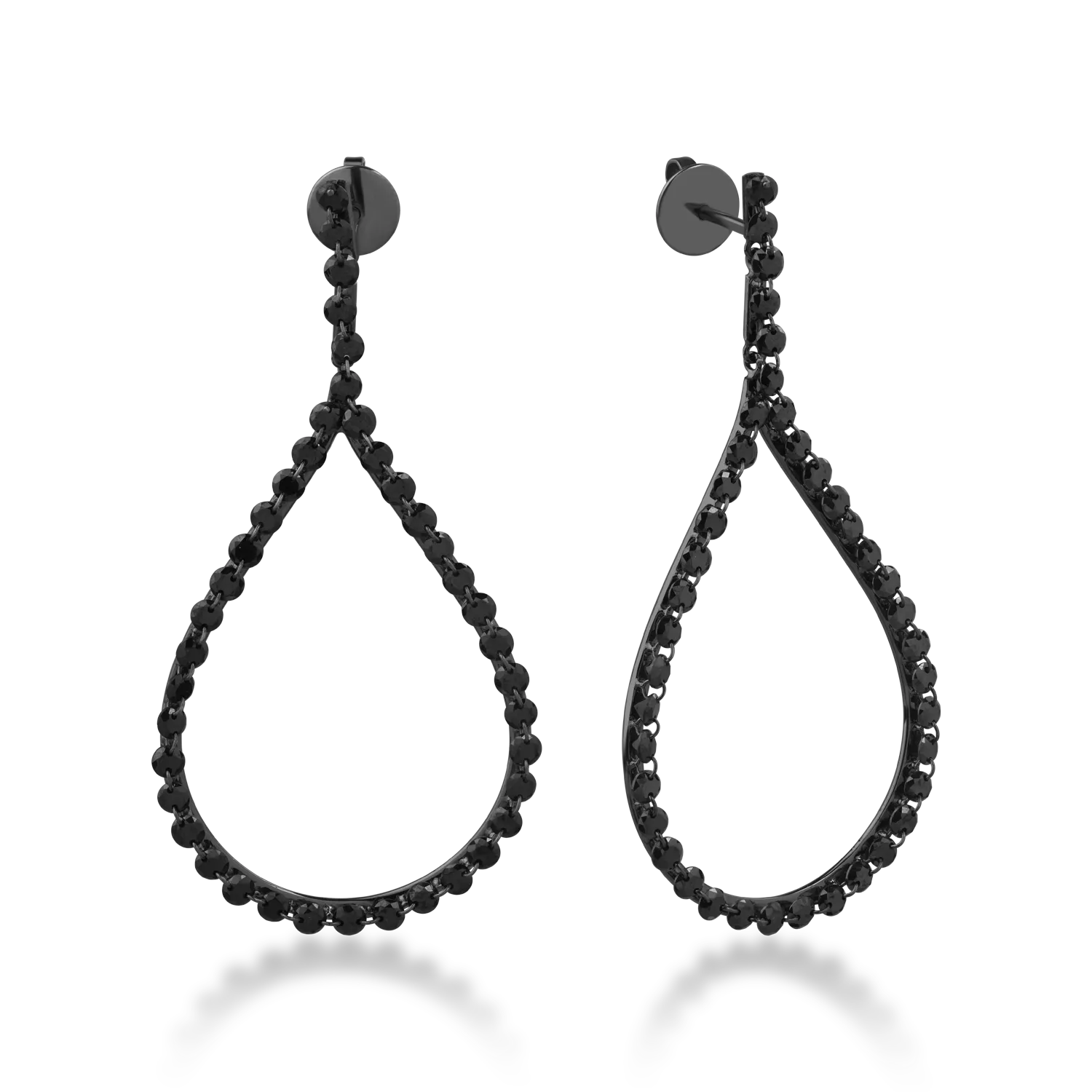 Cercei din aur negru cu diamante negre de 4.6ct