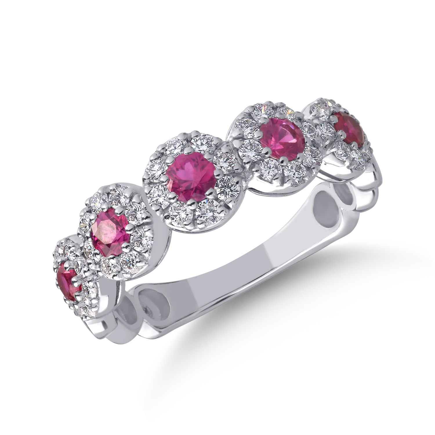 Teilor Inel din aur alb cu rubine de 0.58ct si diamante de 0.54ct