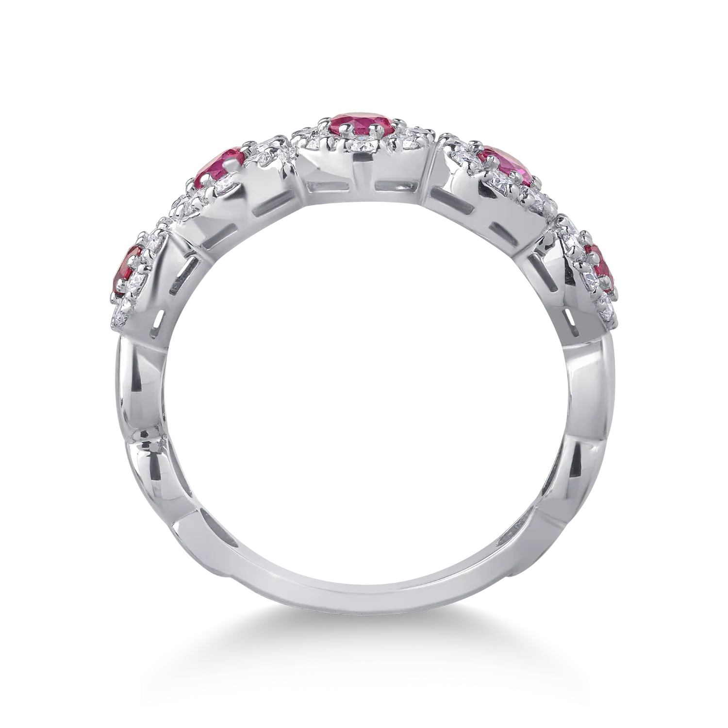 Inel din aur alb cu rubine de 0.58ct si diamante de 0.54ct