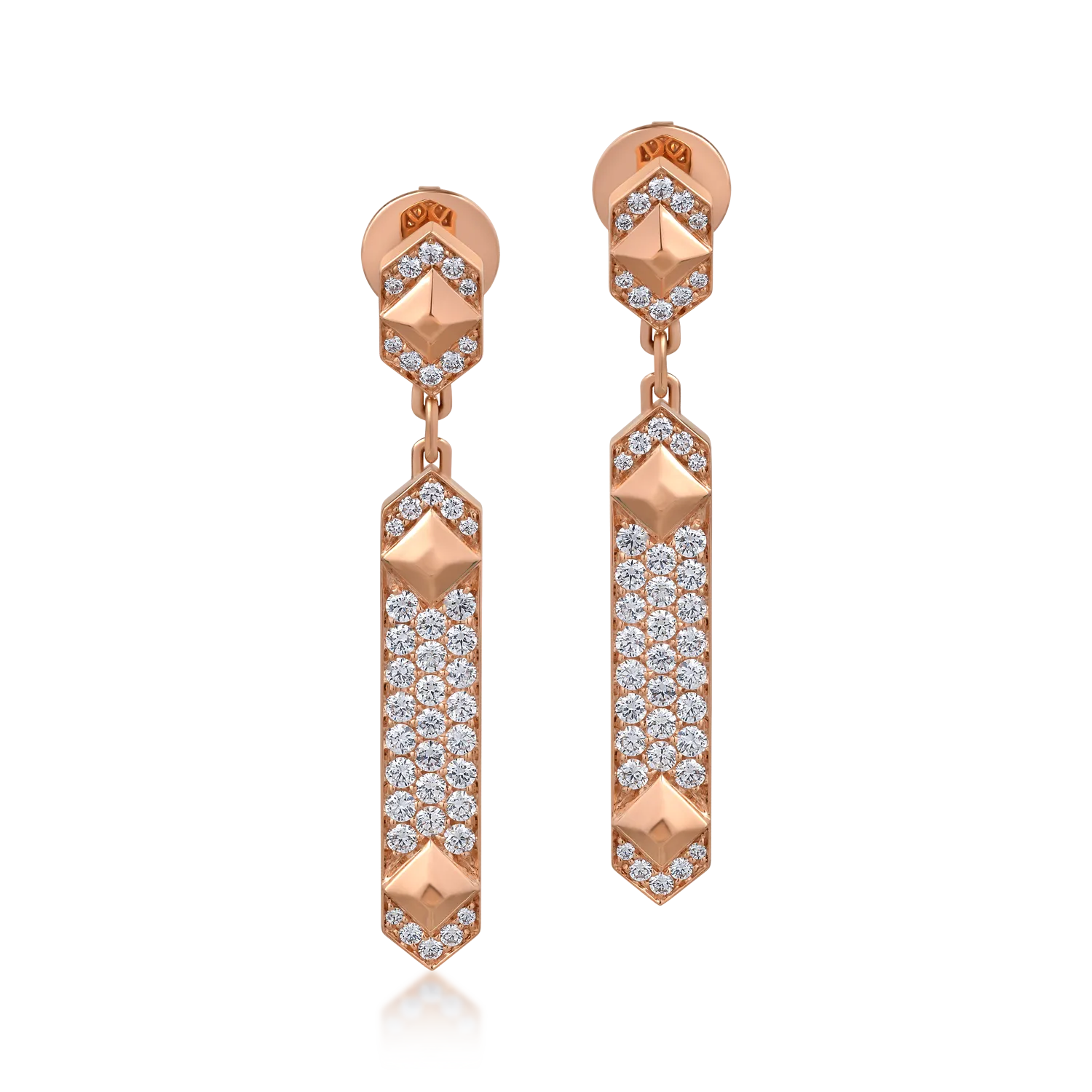 18K rose gold earrings with 1.46ct diamonds